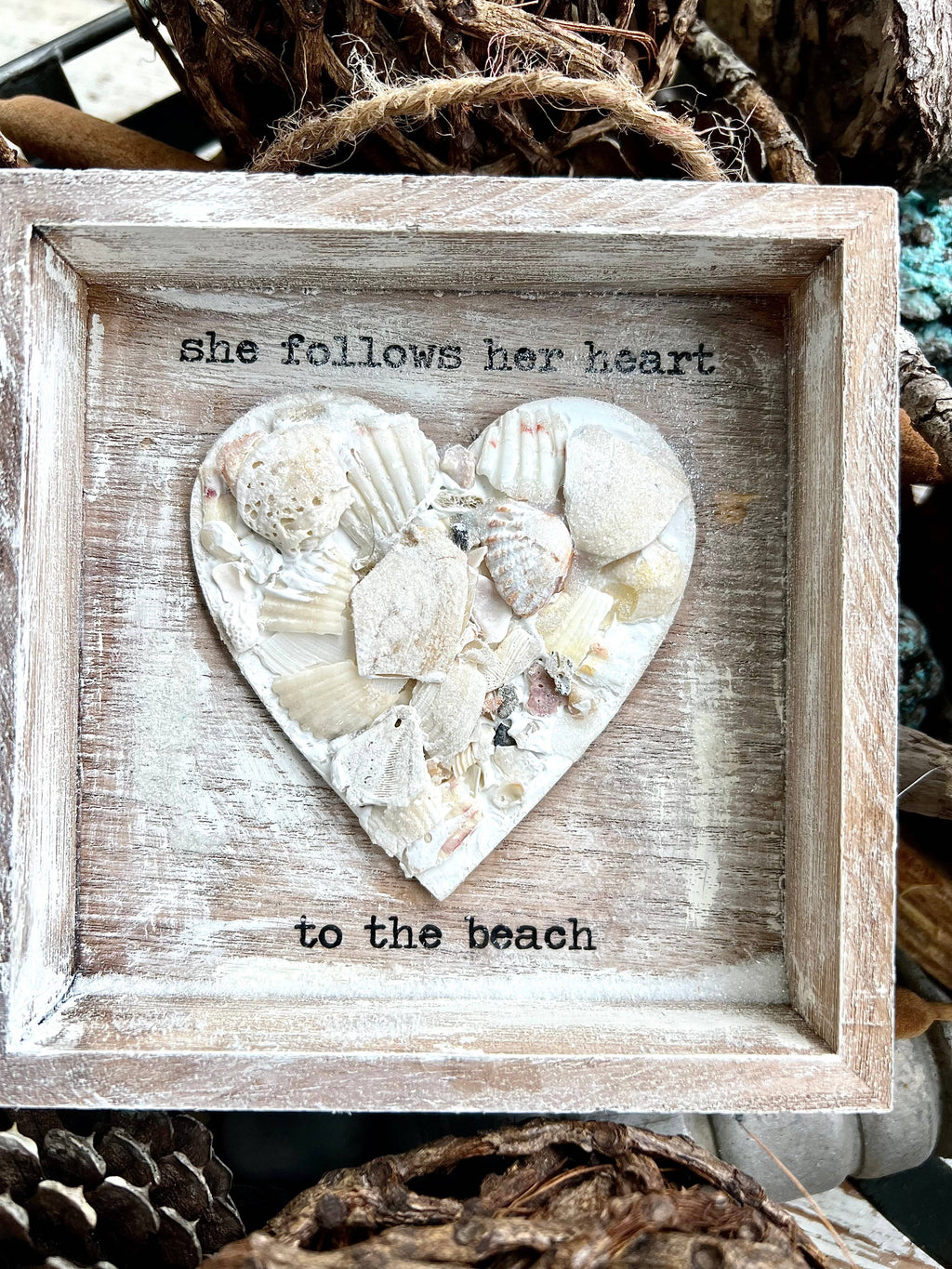 Coastal Shell Mosaic Heart Sign