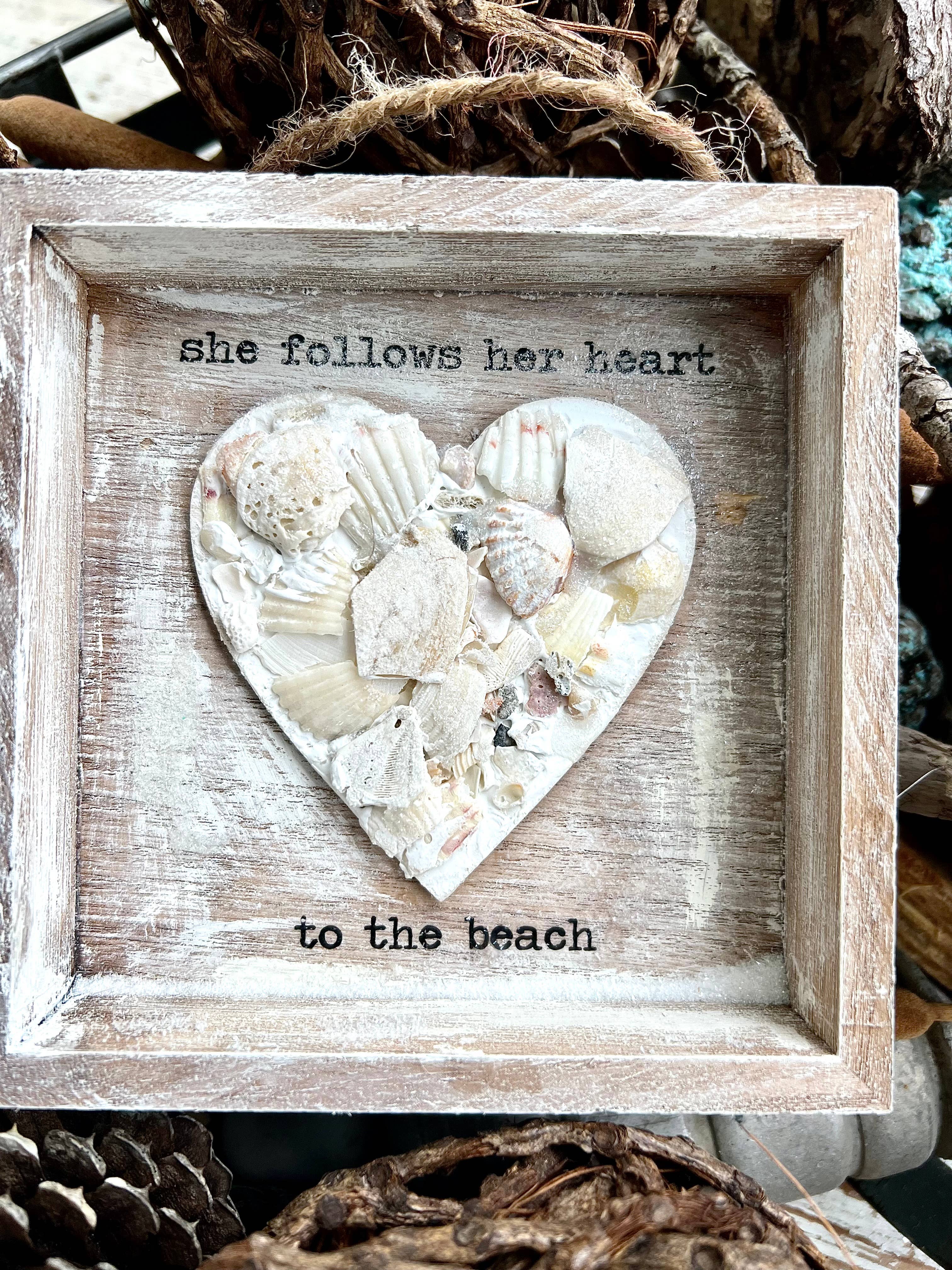 Coastal Shell Mosaic Heart Sign