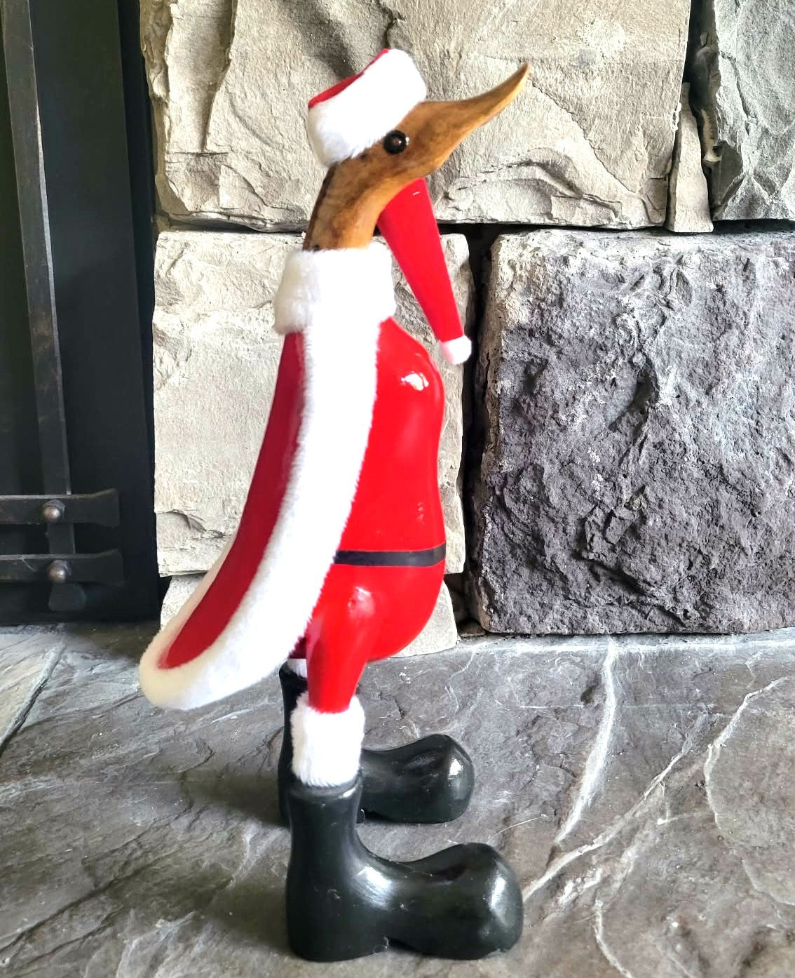 NEW - ADORABLE & Whimsical - Hand-Made & Hand‑Painted Wooden Santa Duck – Limited Edition🦆🎅