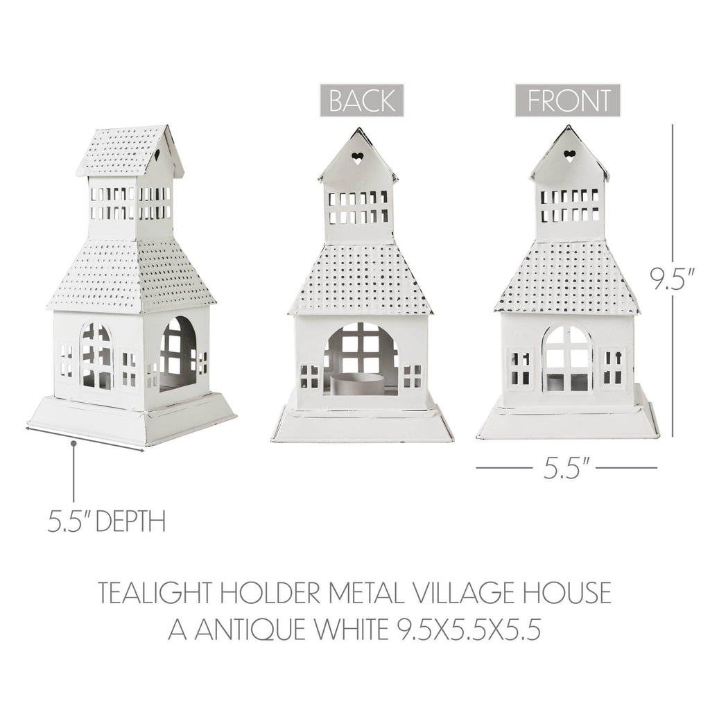 Antique White Village House Tealight Holder – Cozy Cottage Lantern🕯️