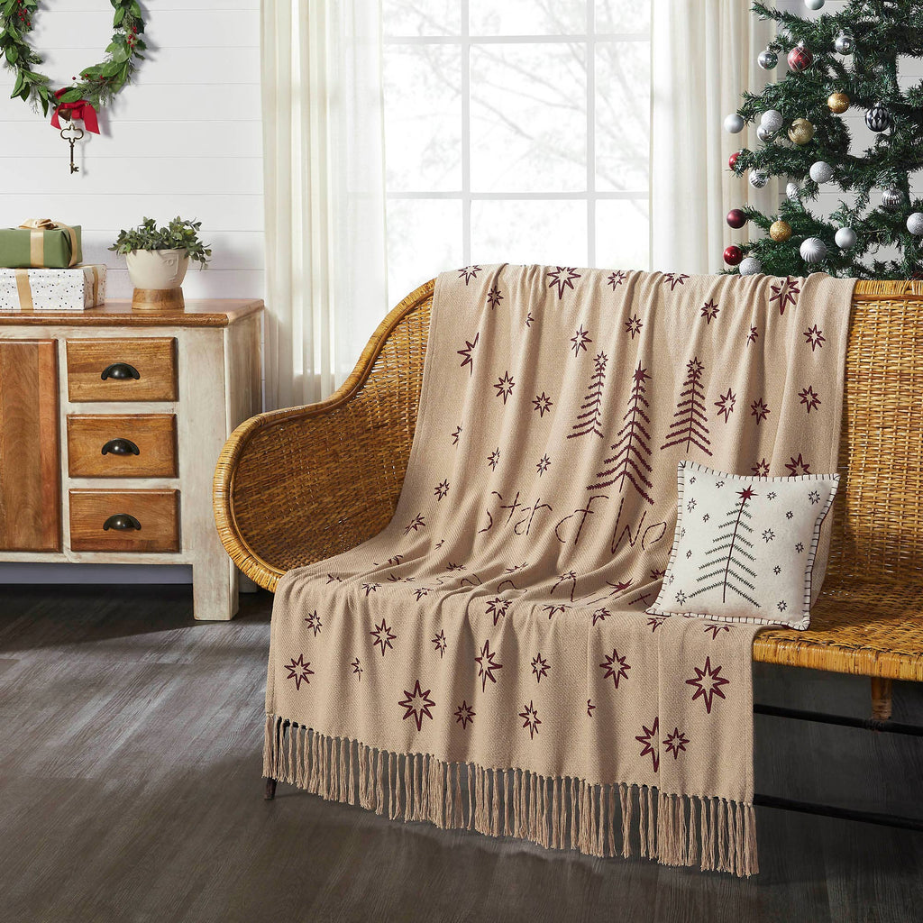 Star of Wonder Christmas Woven Throw – Rustic Holiday Blanket 50x60 🎄🌟