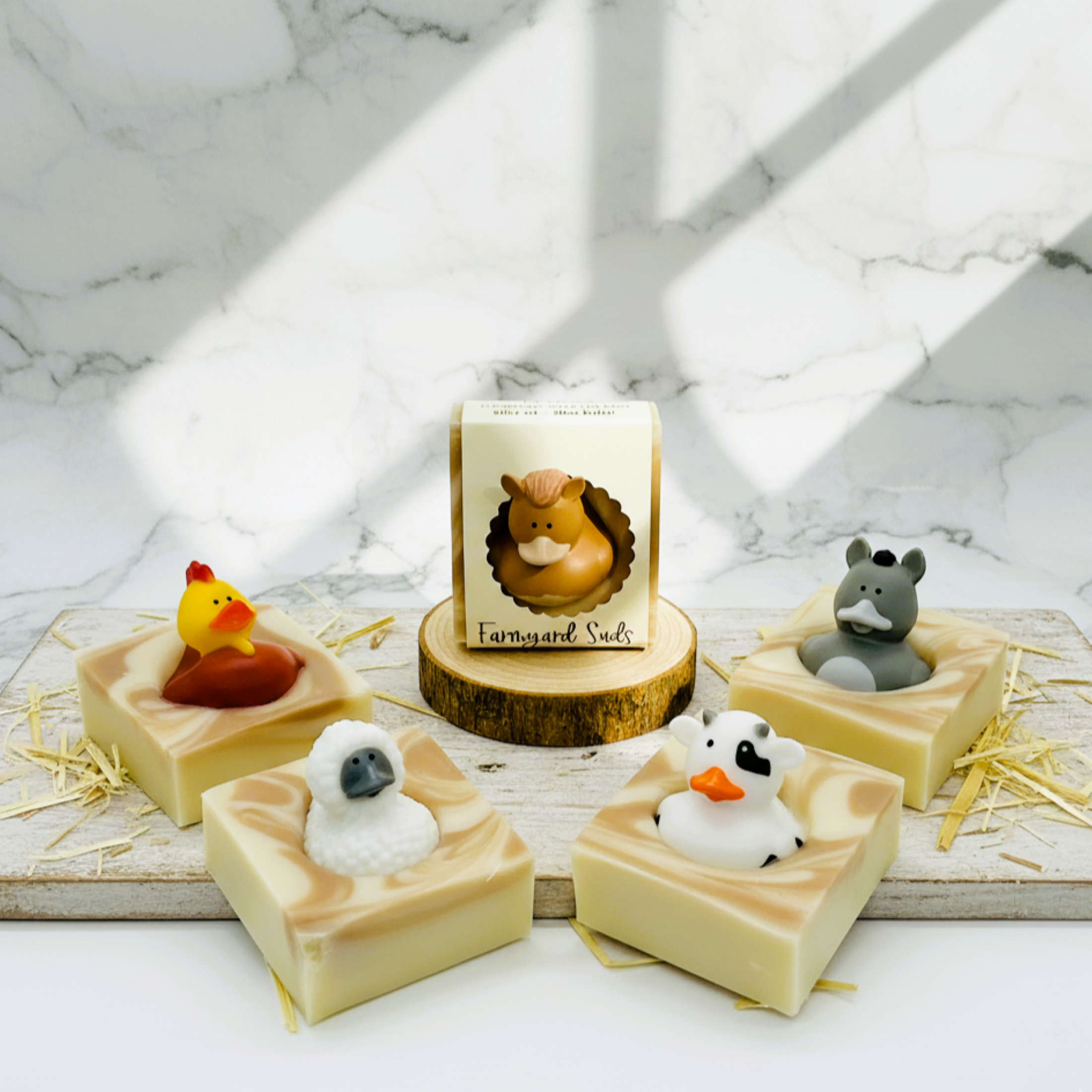 Farmyard Friends Kids’ Soap Bars Set of 4🐮w/Barnyard Buddy