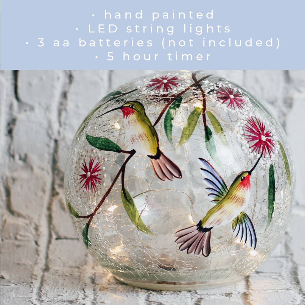 SOLD OUT! BACK IN STOCK JUNE 5TH  Beautiful Dancing Hummingbird Glass Orb with LED String Lights🌺🌺