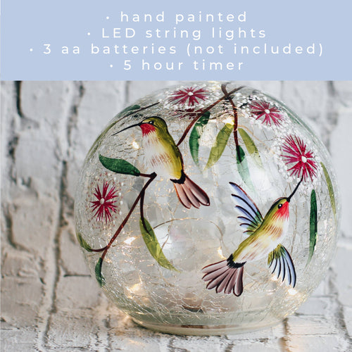 BACK IN STOCK!  Beautiful Dancing Hummingbird Glass Orb with LED String Lights🌺🌺