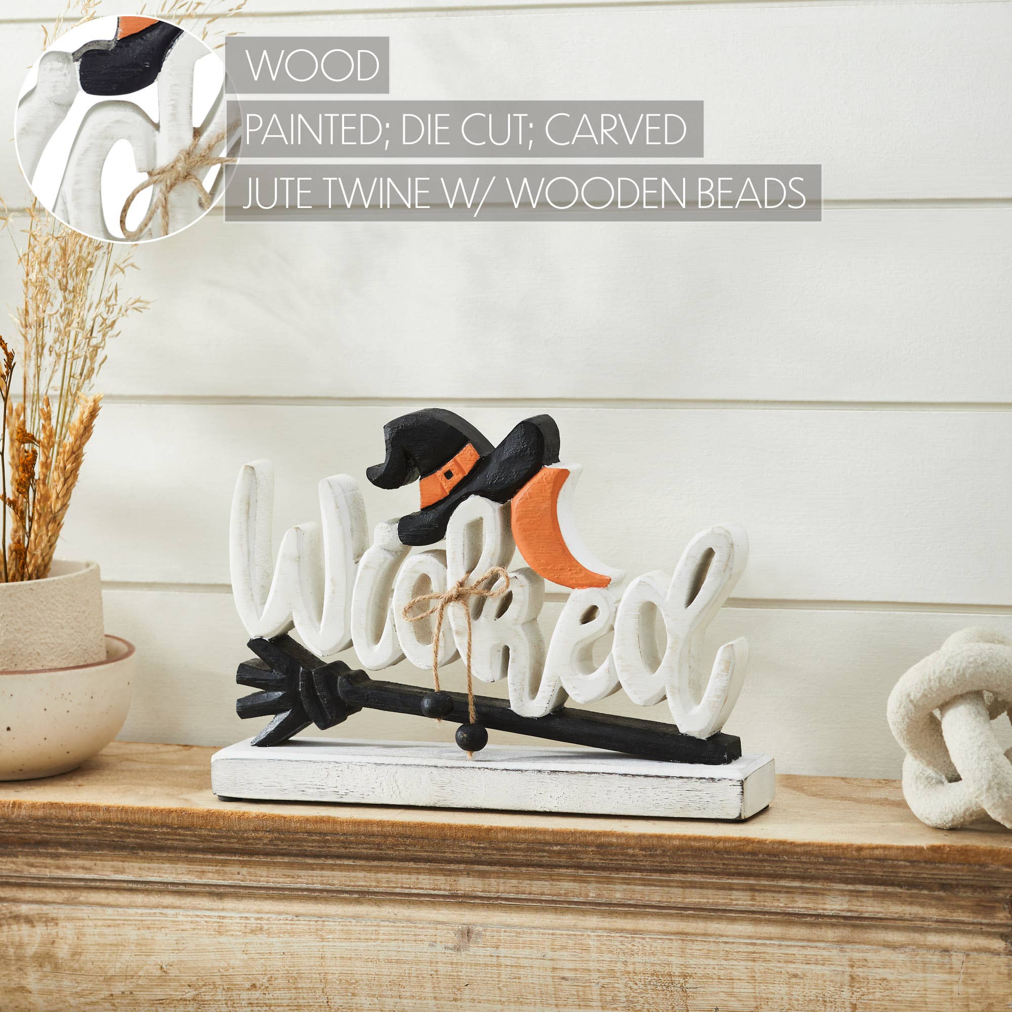NEW 🌙 Spooky‑Sweet “Wicked” Wooden Tabletop Accent