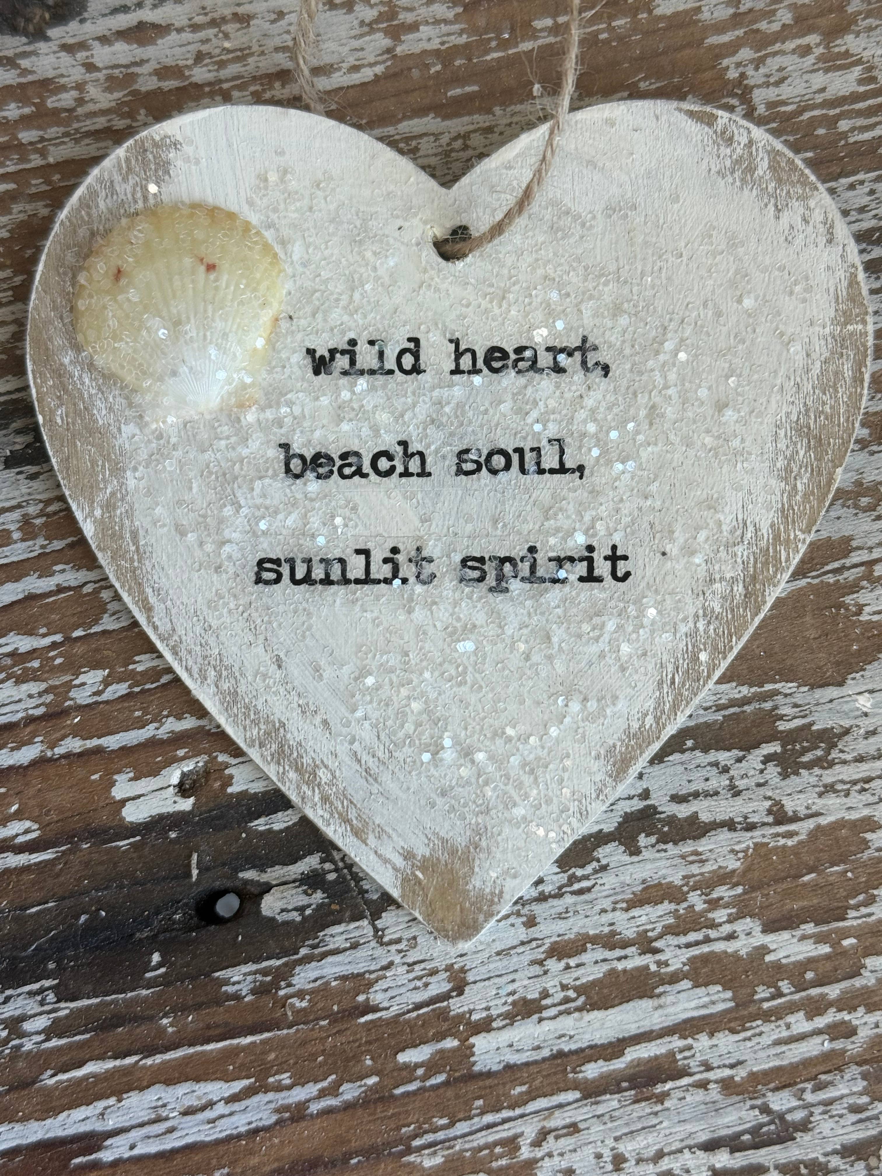 Wild Heart, Beach Soul, Sunlit Spirit Heart Ornament – One‑of‑a‑Kind Shell Accent