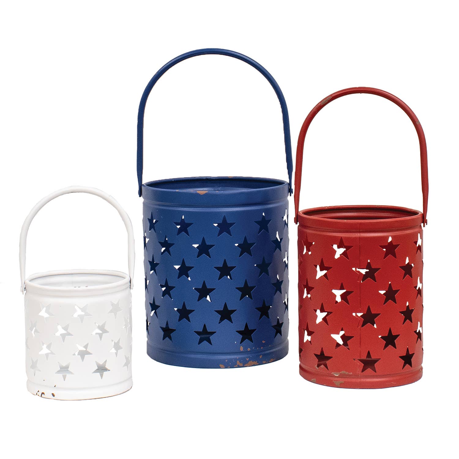 SOUTH FIELDランタン＆エナメルセット4P＆エナメルパーコレーター5CP Star Punched Americana Luminaries – Patriotic Metal Lantern Set