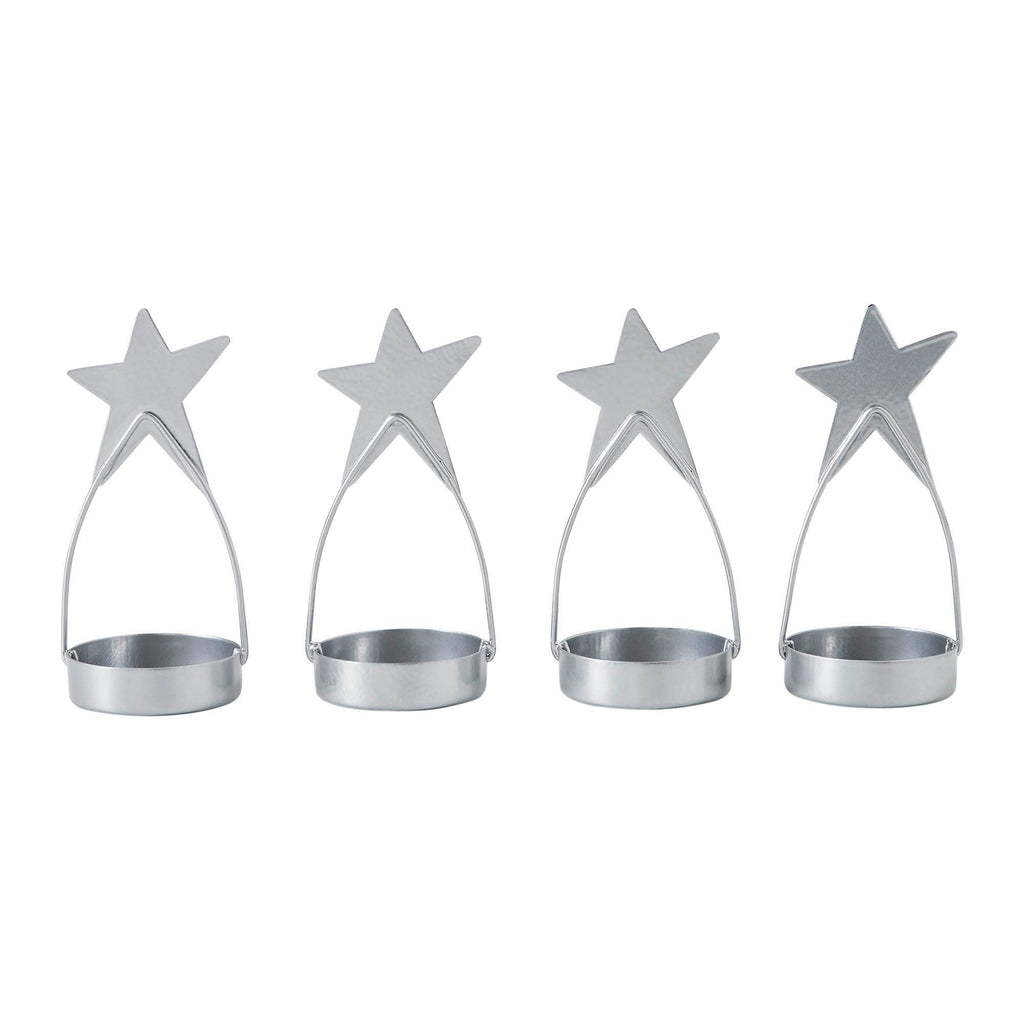Silver Star Tealight Holder Set – Festive Patriotic Candle Holders (Set of 4) ✨