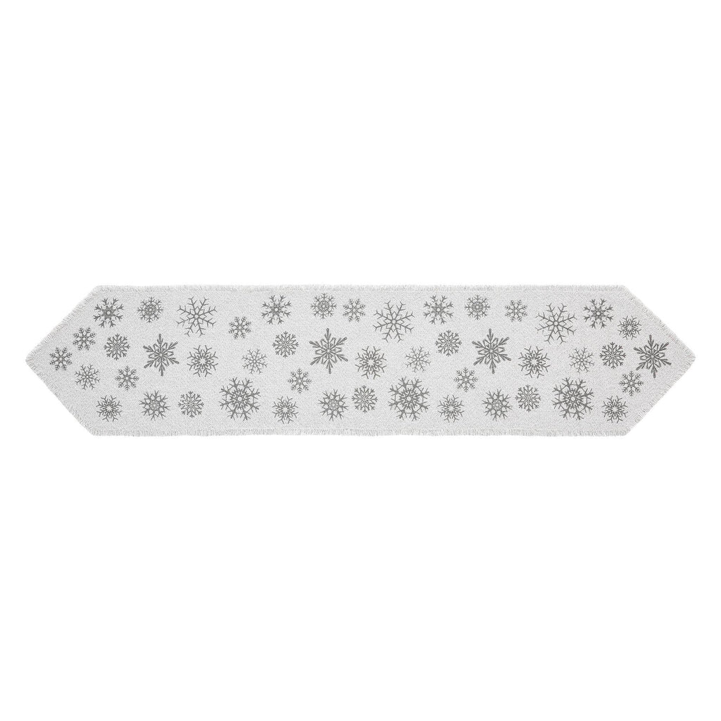 Yuletide Burlap Antique White Snowflake Runner – Elegant Winter Table Runner 12x60