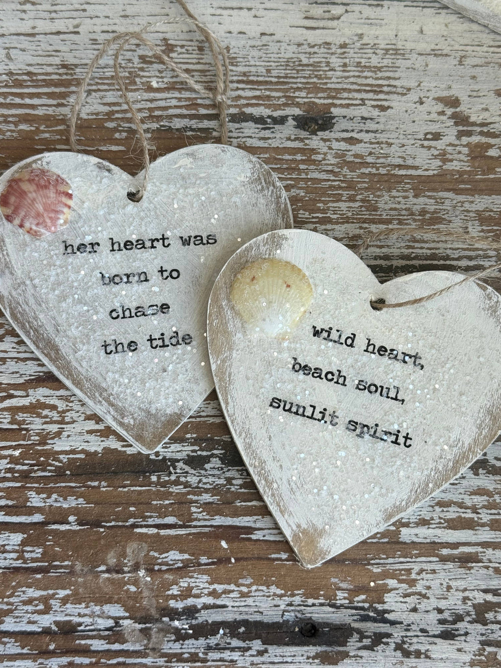 Wild Heart, Beach Soul, Sunlit Spirit Heart Ornament – One‑of‑a‑Kind Shell Accent