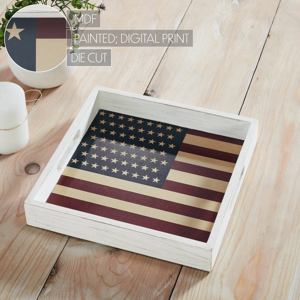 USA Patriotic Vintage USA Flag Decorative Tray ❤️🤍💙