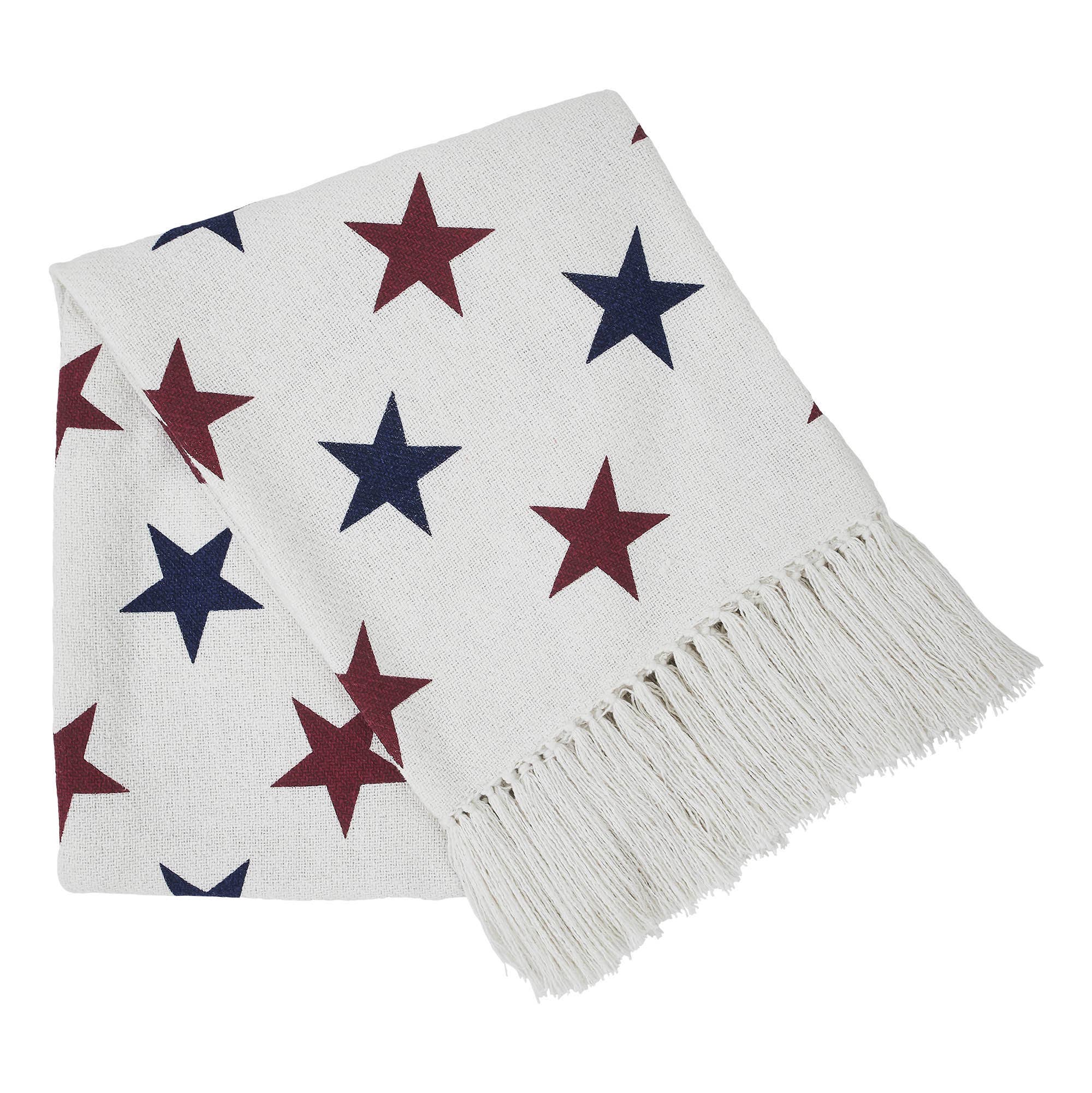 SOLD OUT  — Patriotic Stars Woven Throw Blanket – 50x60 Americana Tassel Throw ❤️ 🤍 💙