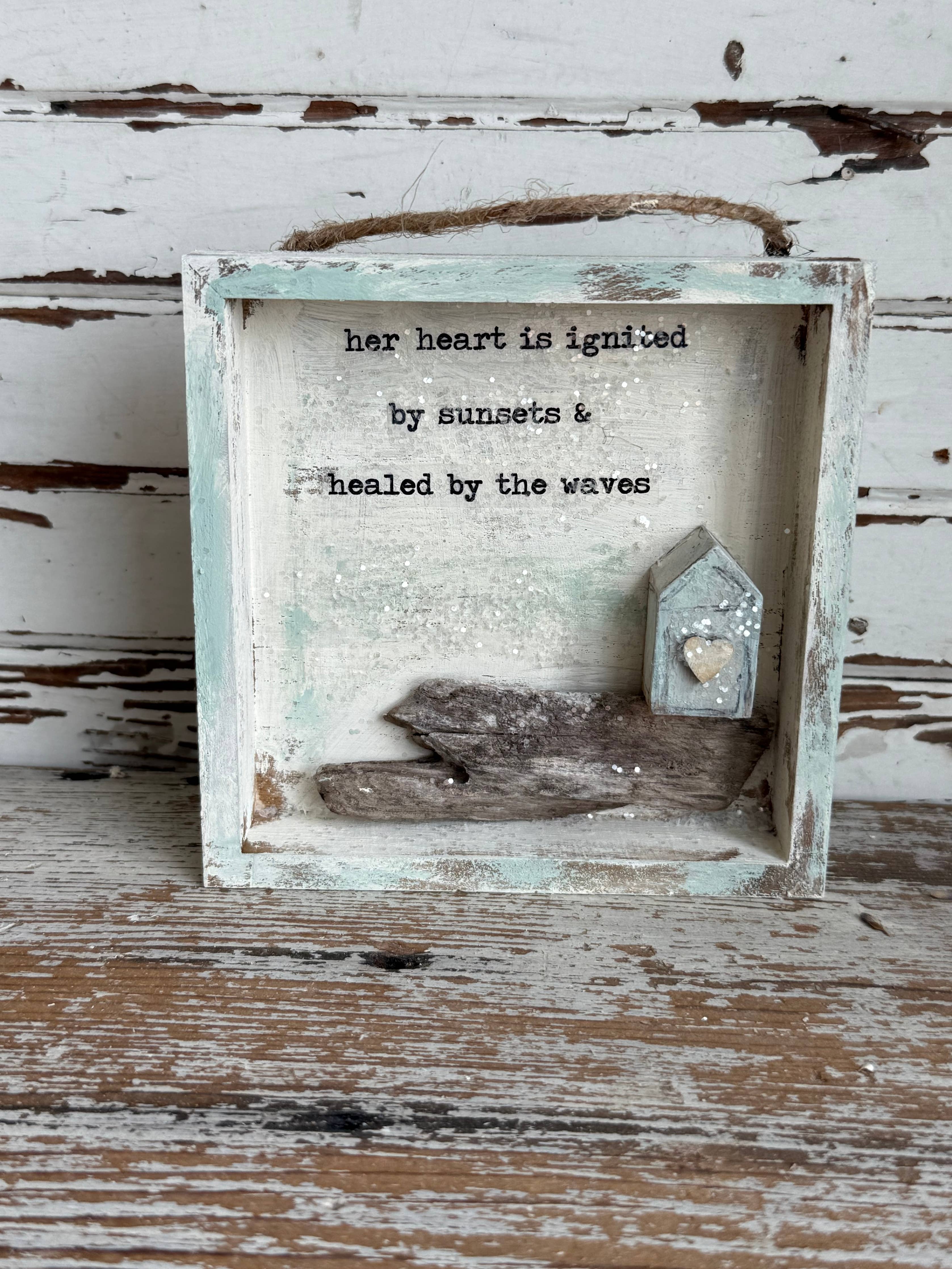 Driftwood Tiny House Shadowbox – Her Heart Is Ignited