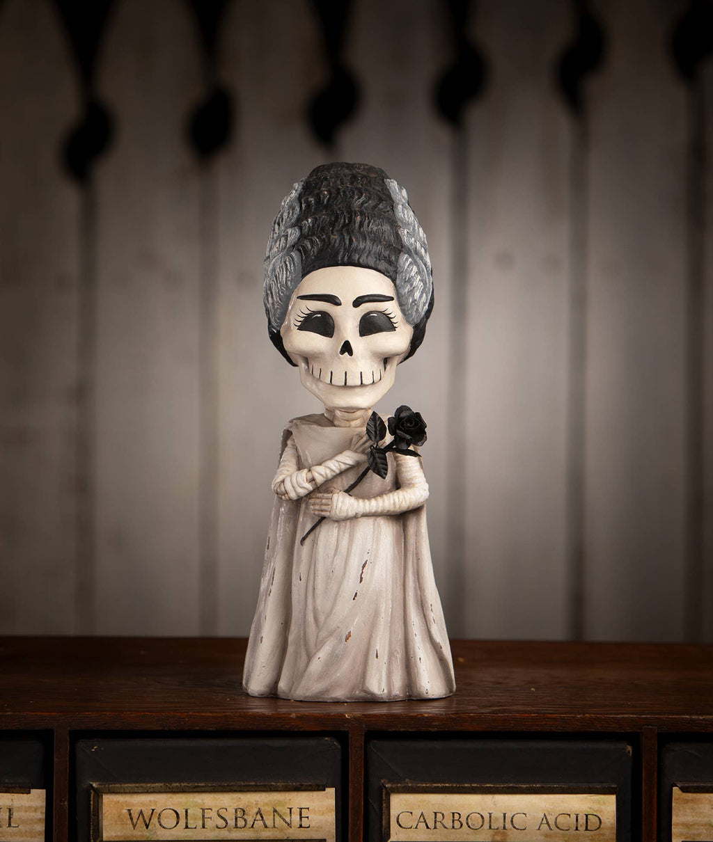 Bride‑of‑Frankenstein Skeleton Figurine🖤 Halloween Favorite!