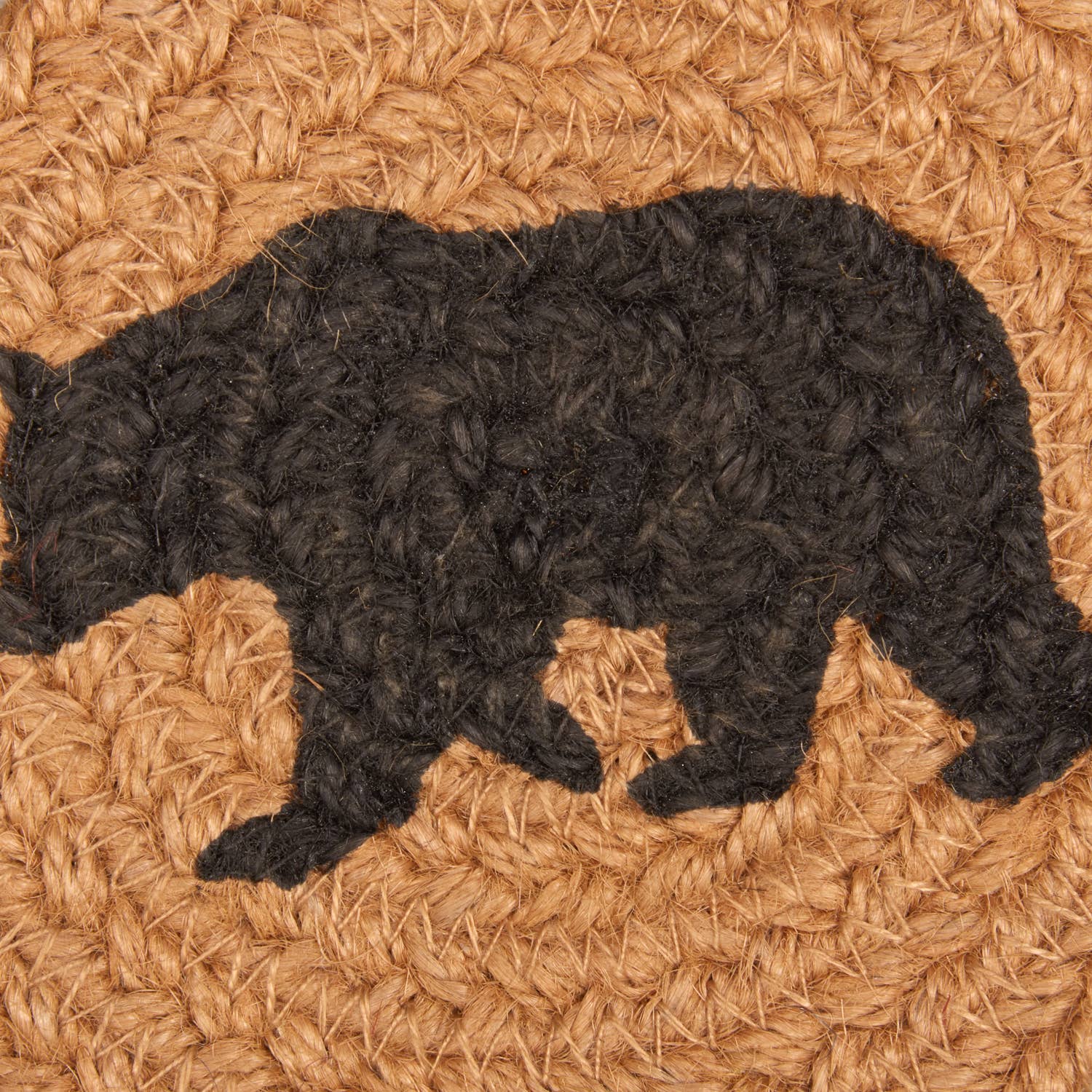 Wyatt Stenciled Bear Jute Coaster Set – Rustic Cabin Coasters (Set of 6) 🐻