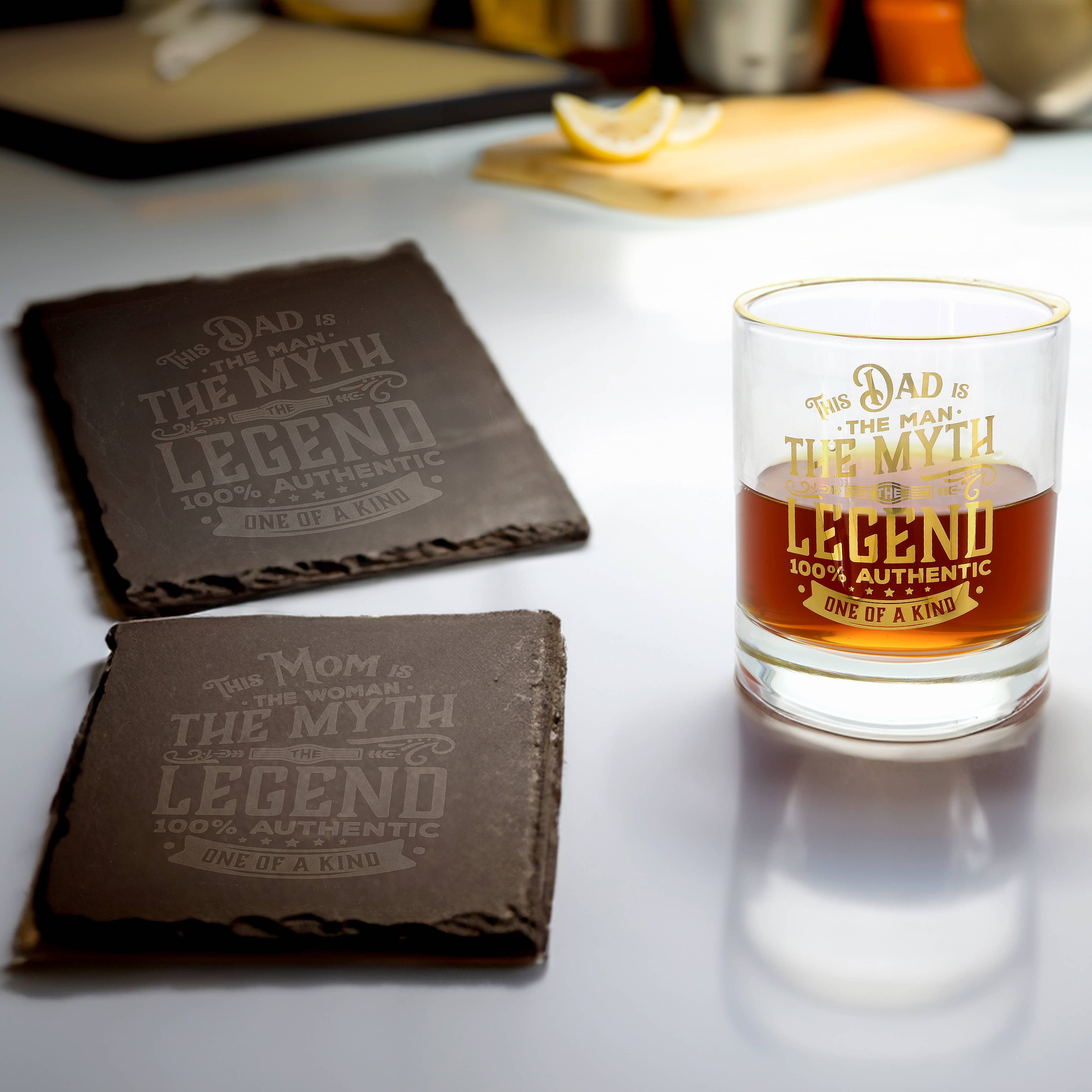 Dad: The Man, The Myth, The Legend – Slate Coaster 4"