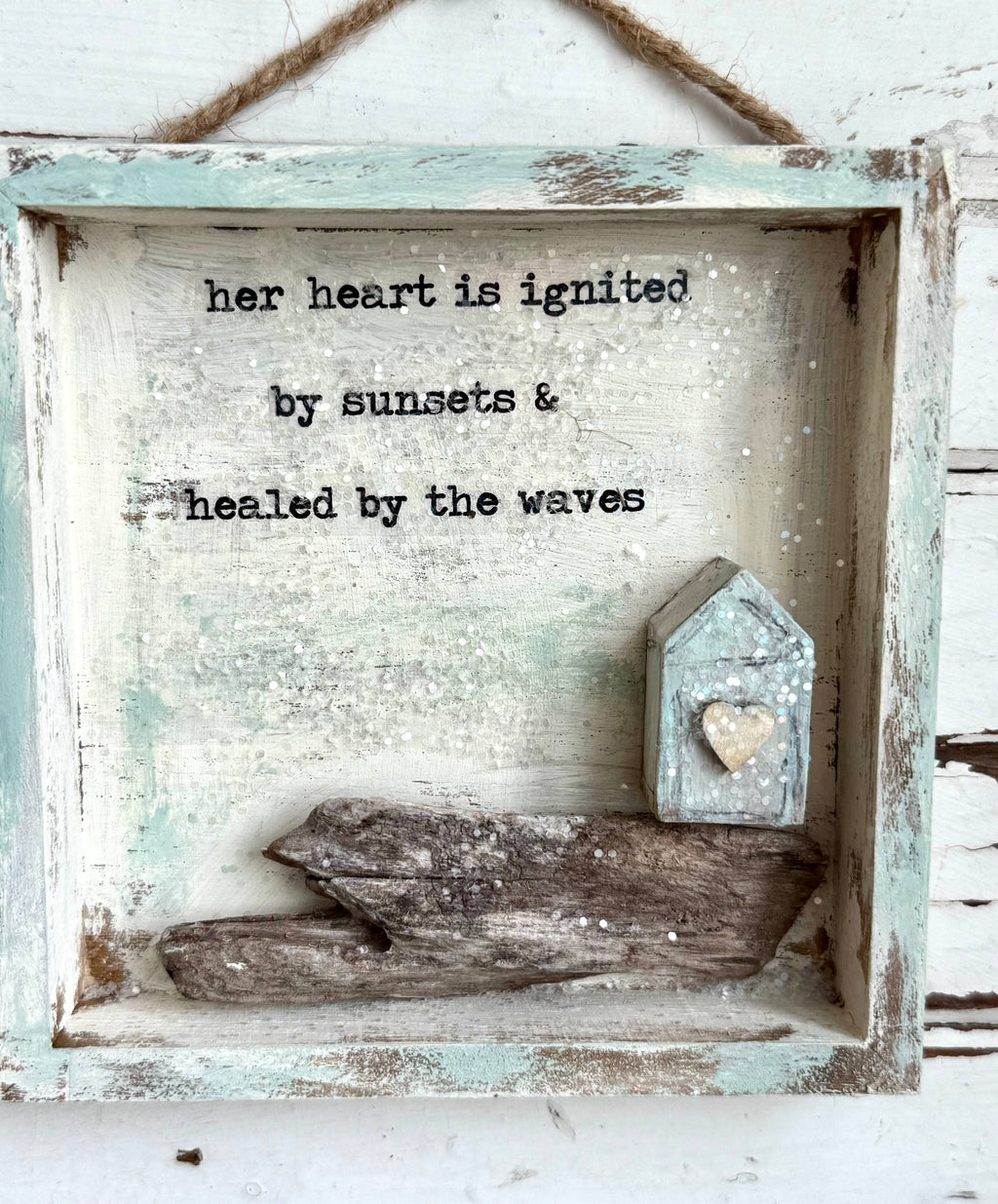Driftwood Tiny House Shadowbox – Her Heart Is Ignited