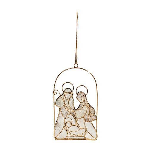 2.5" x 4" Capiz Flat Nativity Ornament (Nat/Gold)- Available SEPT 2026