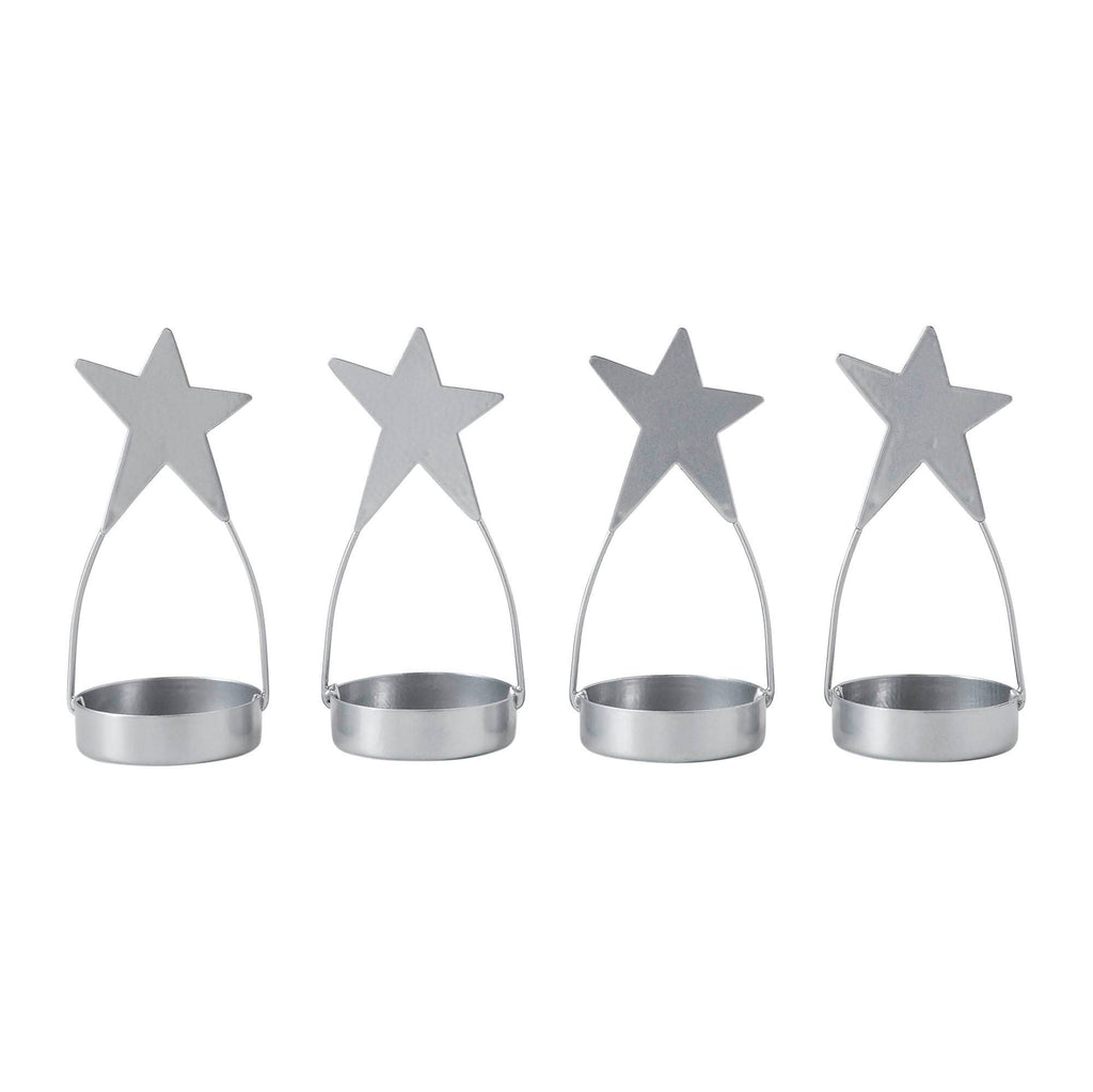 Silver Star Tealight Holder Set – Festive Patriotic Candle Holders (Set of 4) ✨