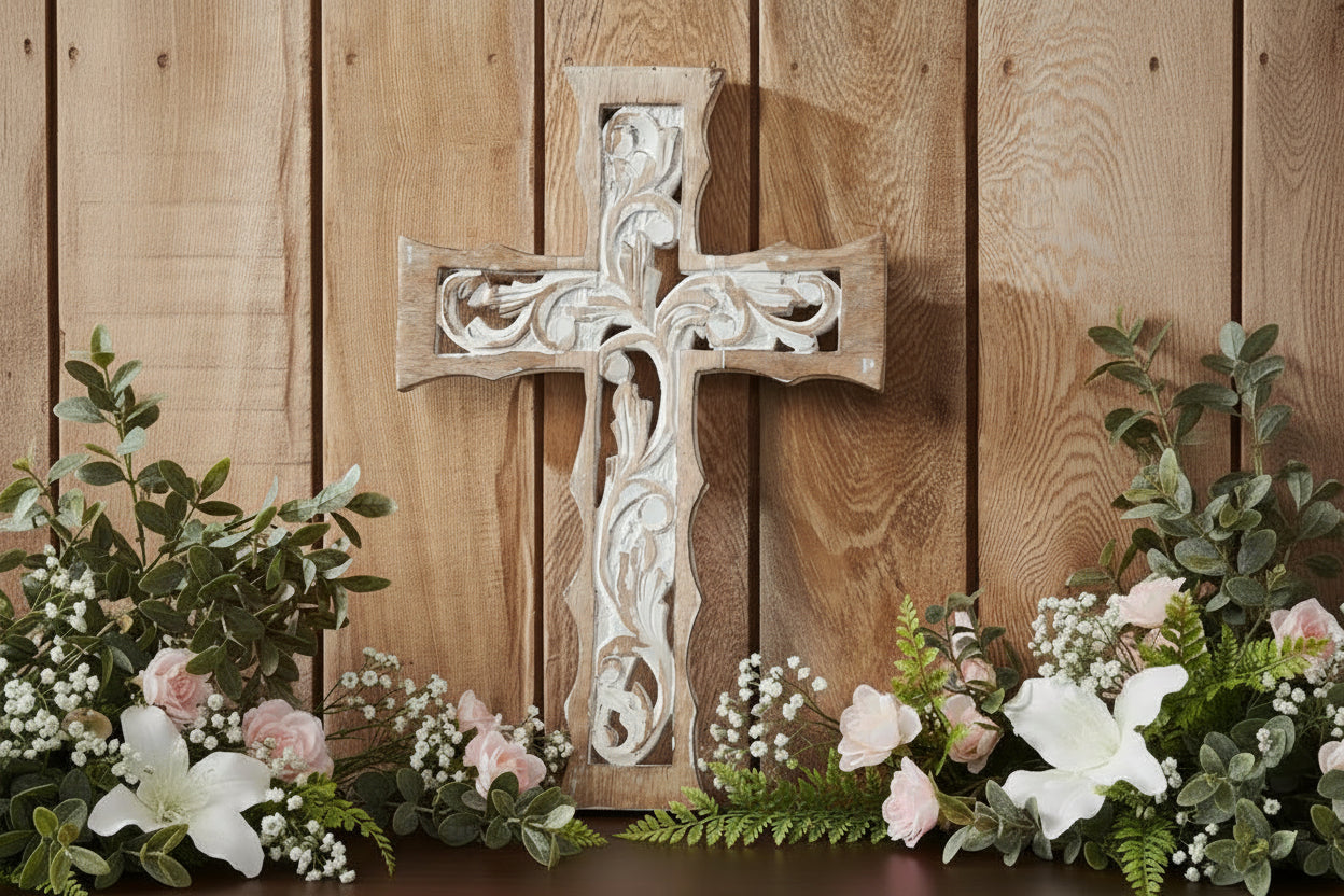 SOLD OUT - LIMITED RELEASE✝️ Natural & Distressed White Wooden Cross Wall Hanging