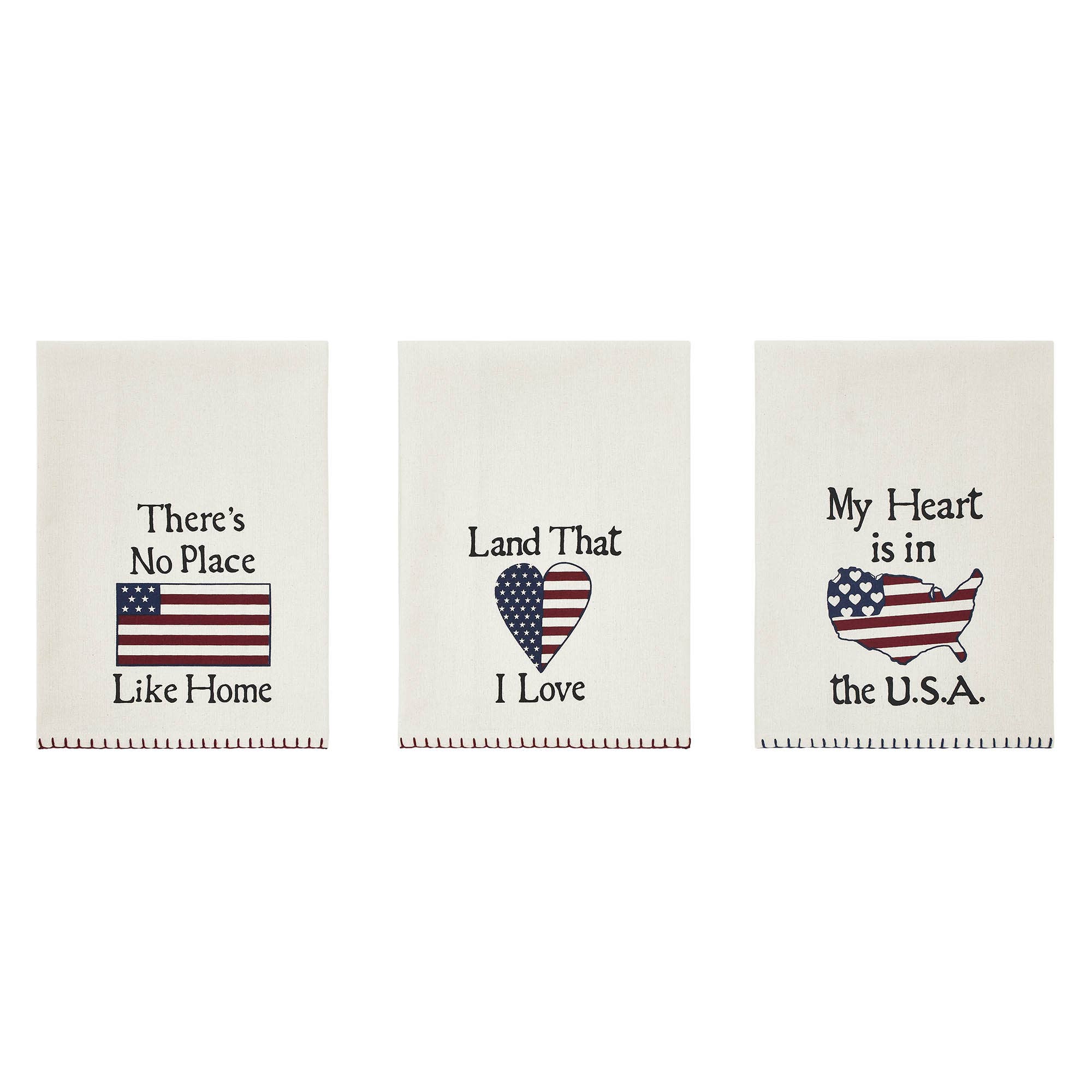 The Land That I Love Tea Towel Set – Patriotic Americana Towels (Set of 3) ❤️🤍💙