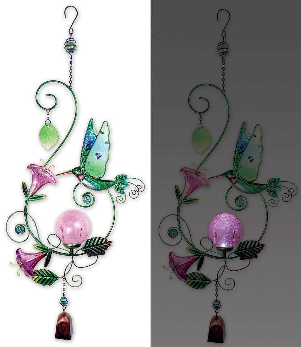 NEW ITEM - Hummingbird Solar Hanging Buddy – Fuchsia Crackle‑Glass Garden Glow🪻🌺