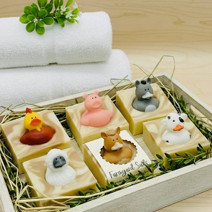 Farmyard Friends Kids’ Soap Bars Set of 4🐮w/Barnyard Buddy
