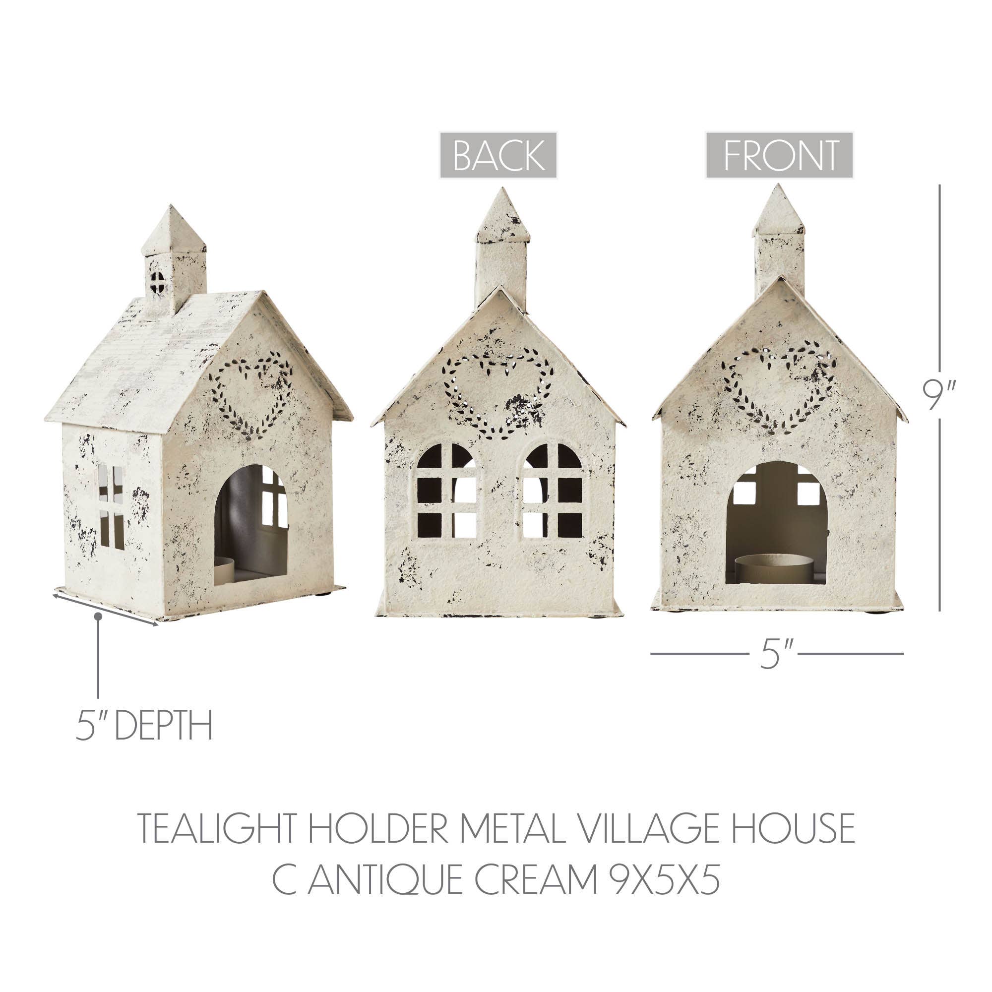 Cottage Village Heart Tealight House – 🌟🕯️🤍