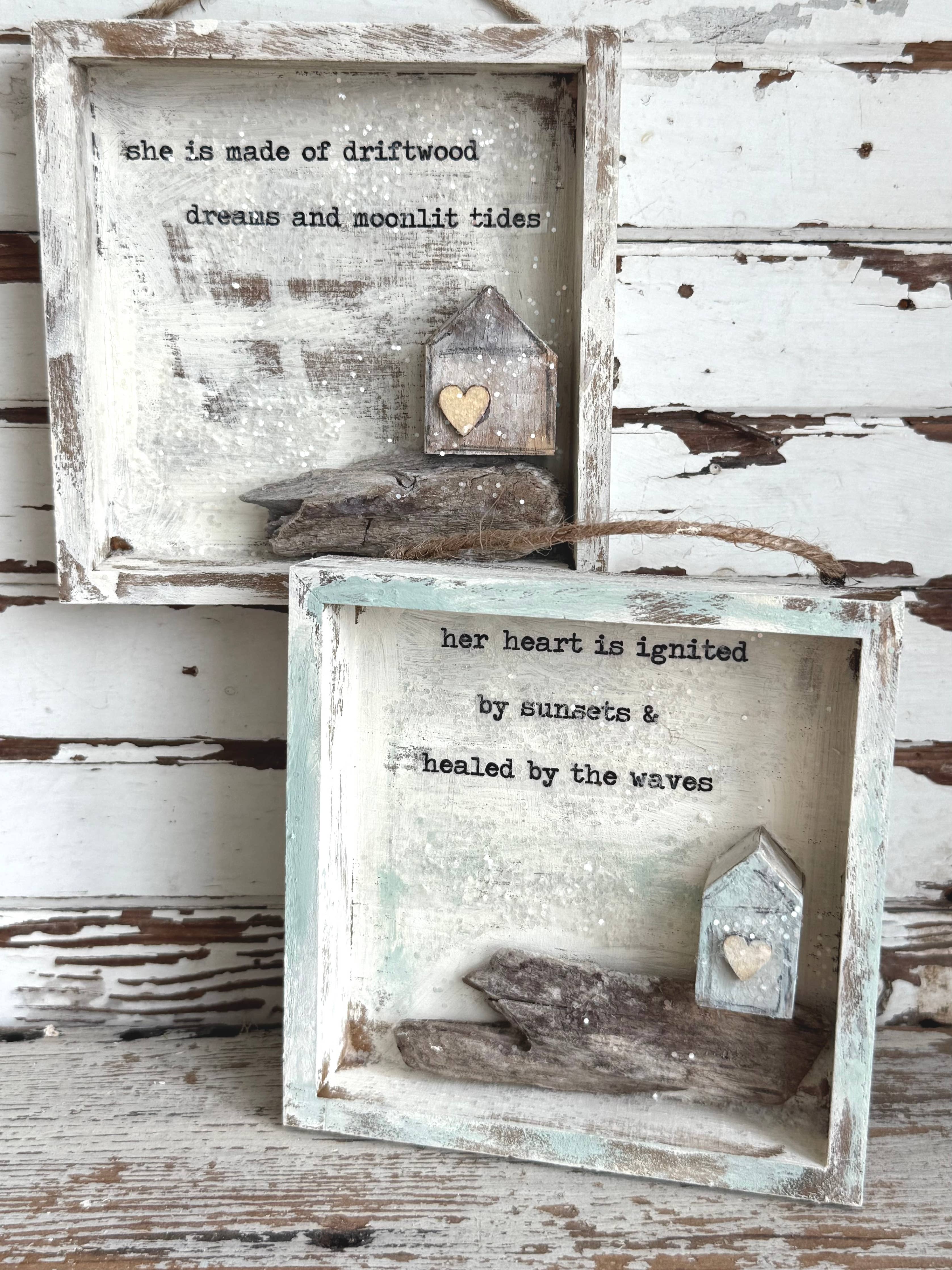 Driftwood Tiny House Shadowbox – Her Heart Is Ignited