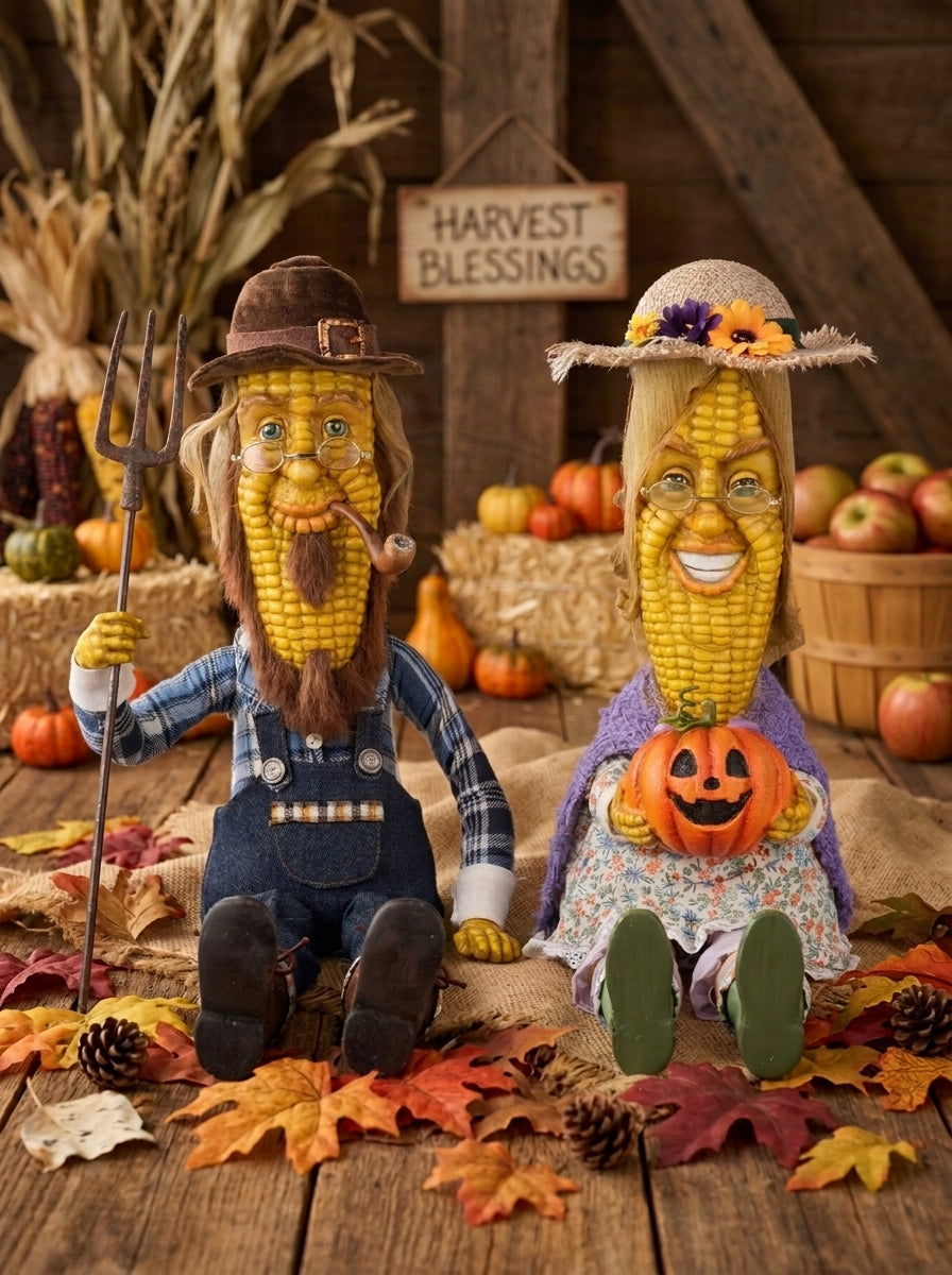 NEW Whimsical Mrs & Mr COBB🌽🎃 FALL FAVORITE – Comes as a Pair (Set of 2)- Katherine's Collection