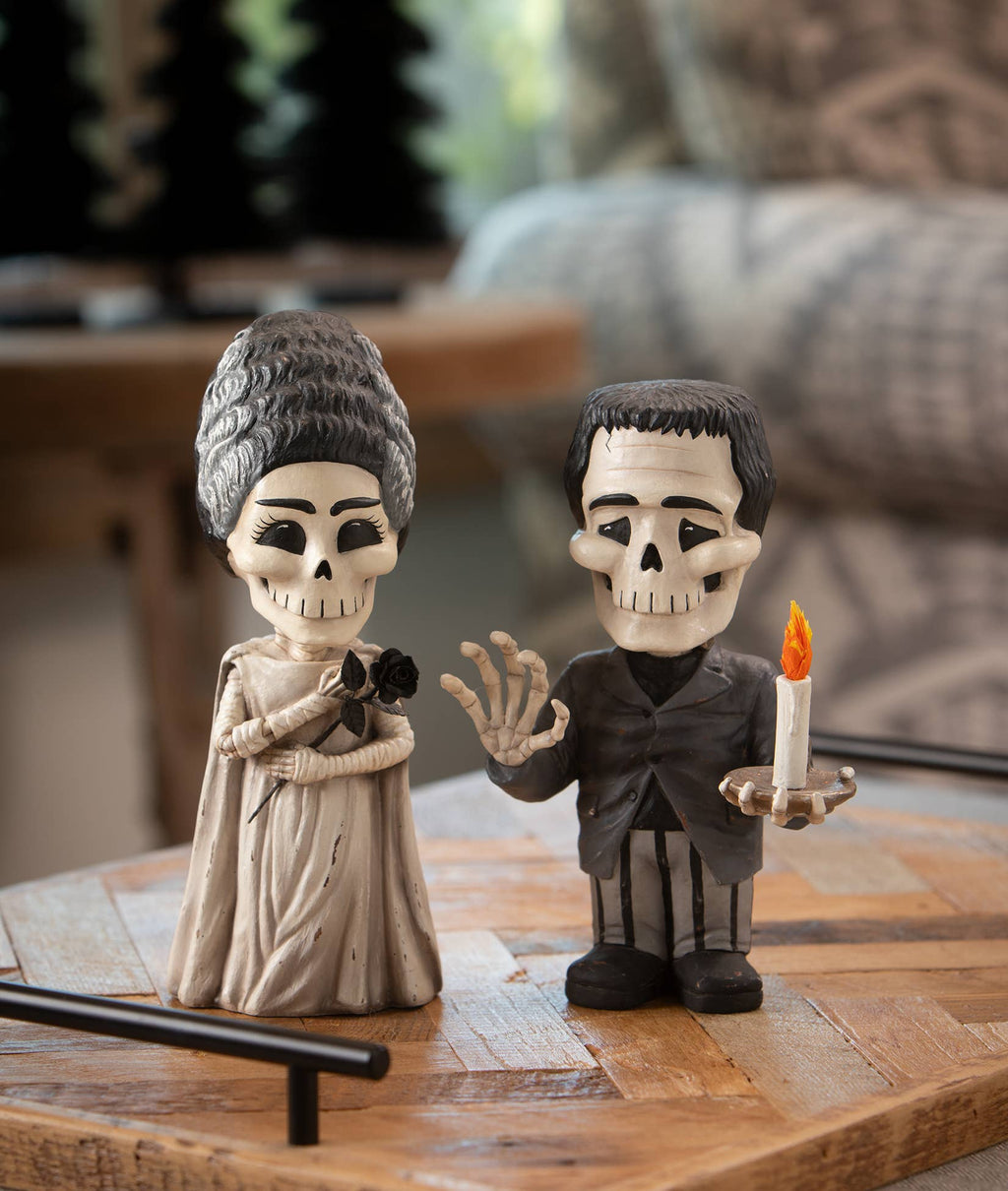 Bride‑of‑Frankenstein Skeleton Figurine🖤 Halloween Favorite!