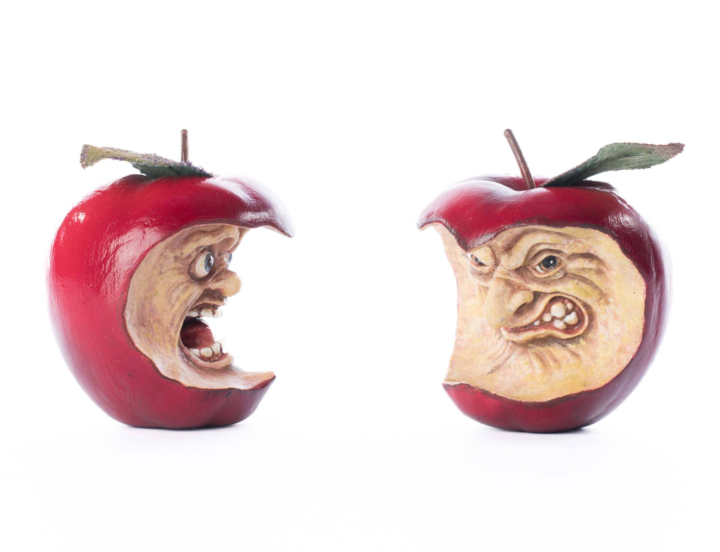 🍎Naughty Boys - Toxic Terry & Noxious Nelson Apples – Hand‑Painted Resin Pair🍎🍎 Katherine's Collection
