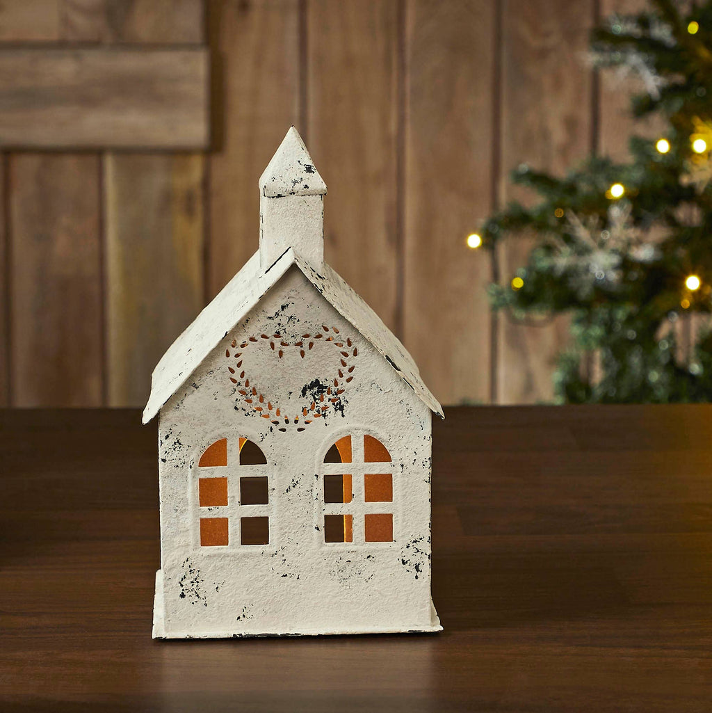 Cottage Village Heart Tealight House – 🌟🕯️🤍