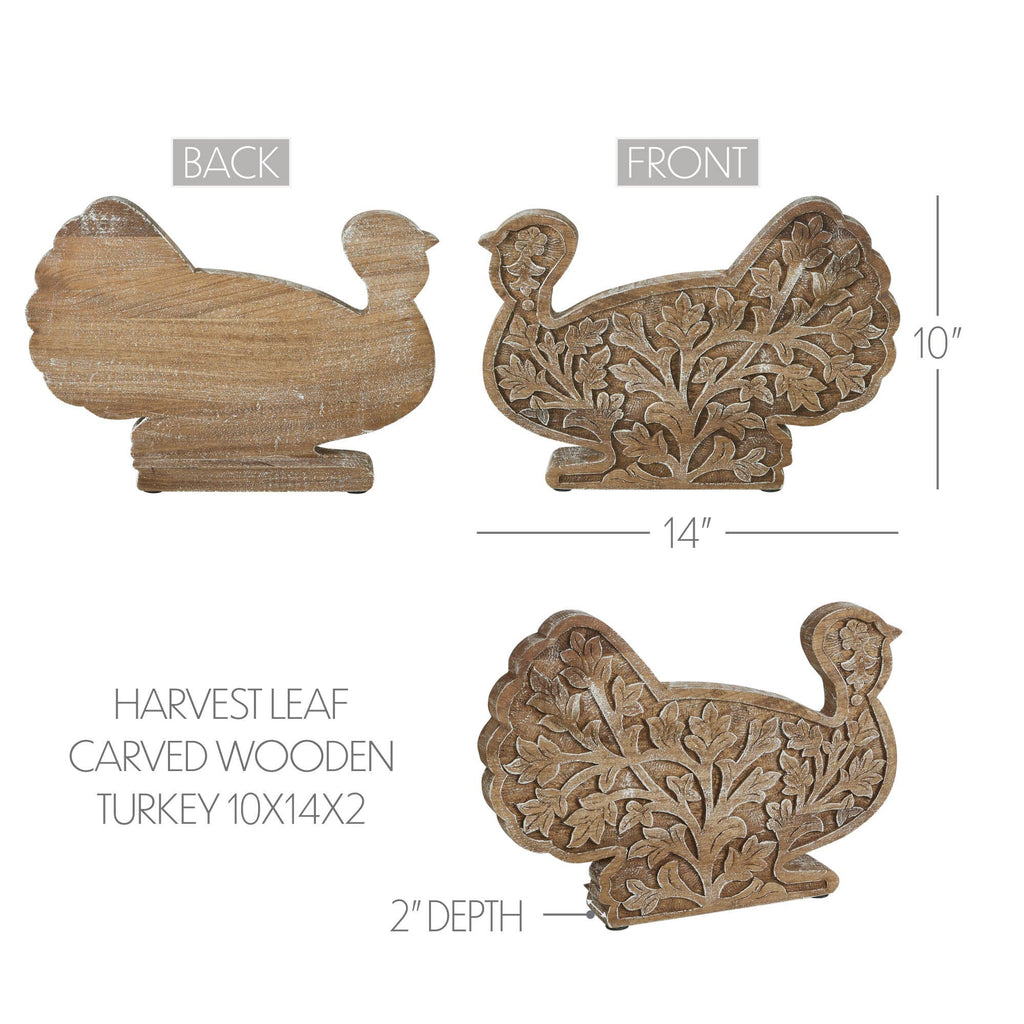 🍂 Autumn Harvest Carved Wooden Turkey Centerpiece