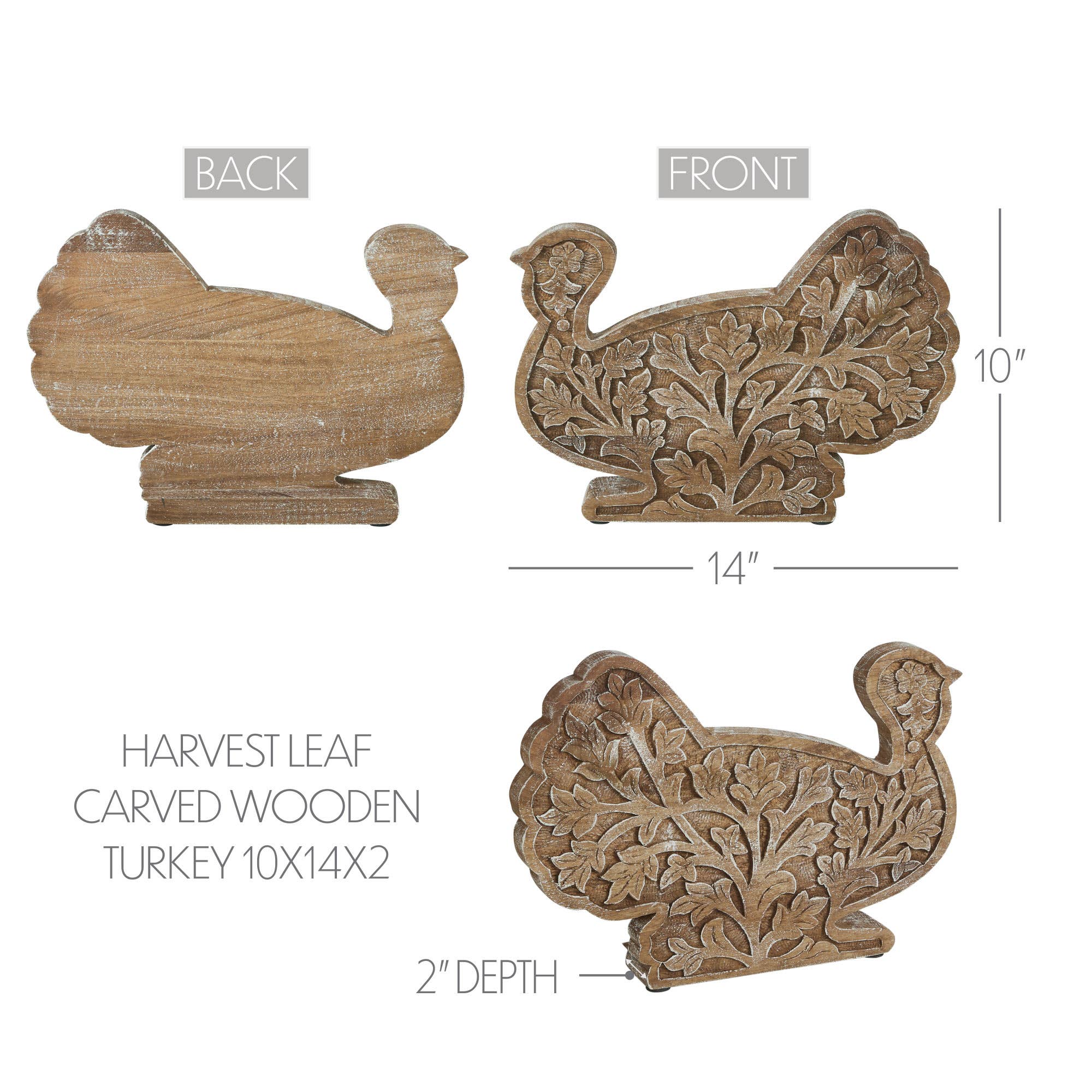 🍂 Autumn Harvest Carved Wooden Turkey Centerpiece