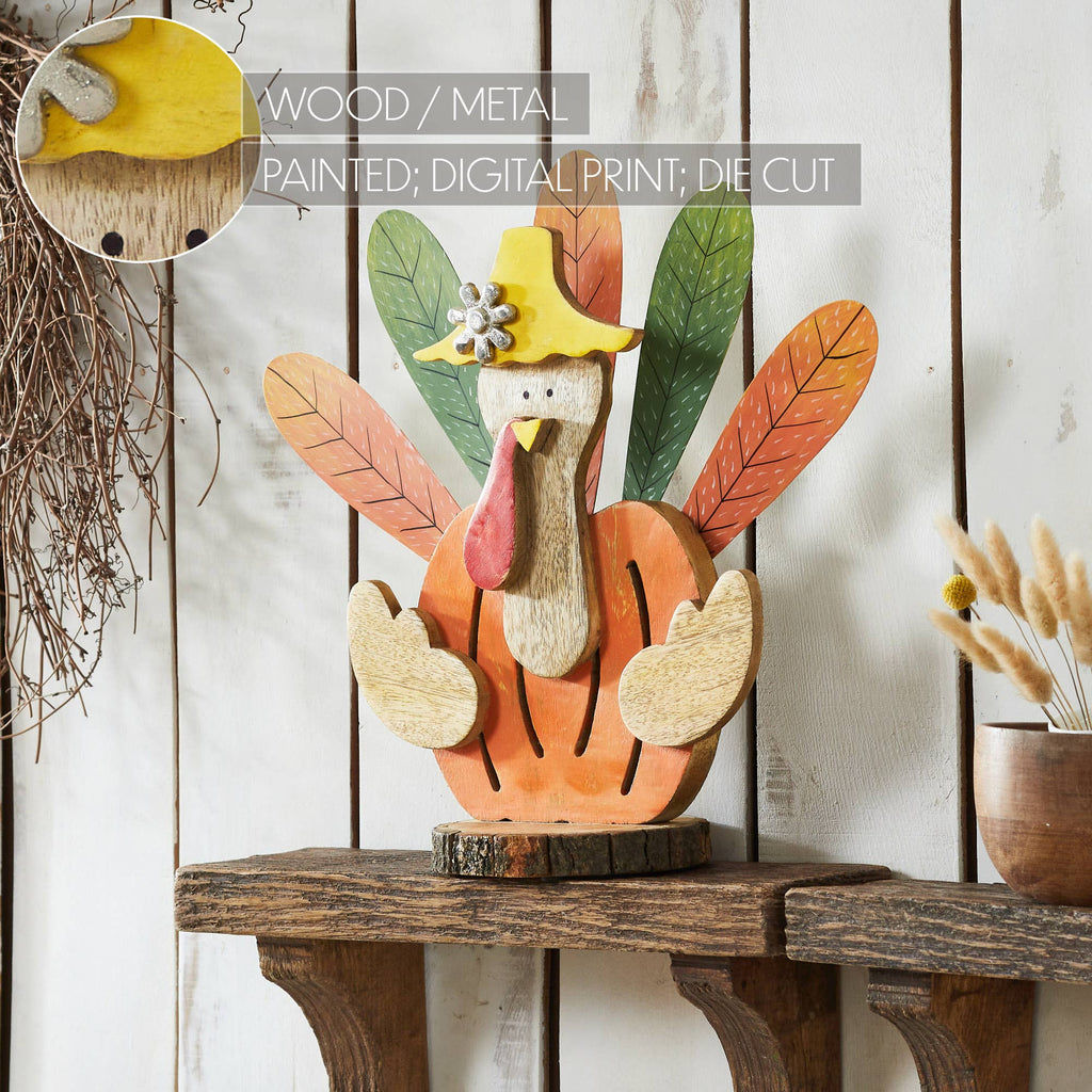 Whimsical Rustic Wooden Turkey Figurine – Fall & Thanksgiving Tabletop Decor🦃