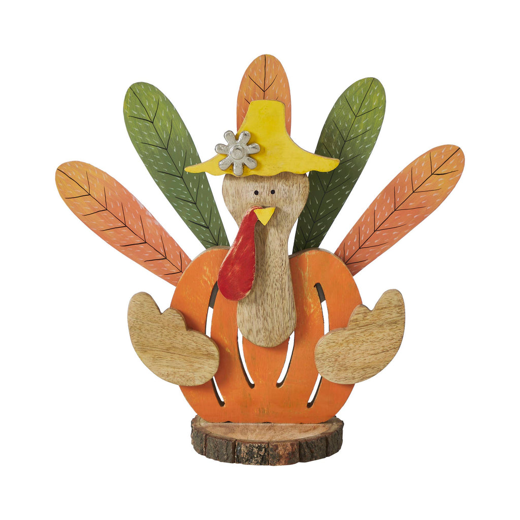 Whimsical Rustic Wooden Turkey Figurine – Fall & Thanksgiving Tabletop Decor🦃