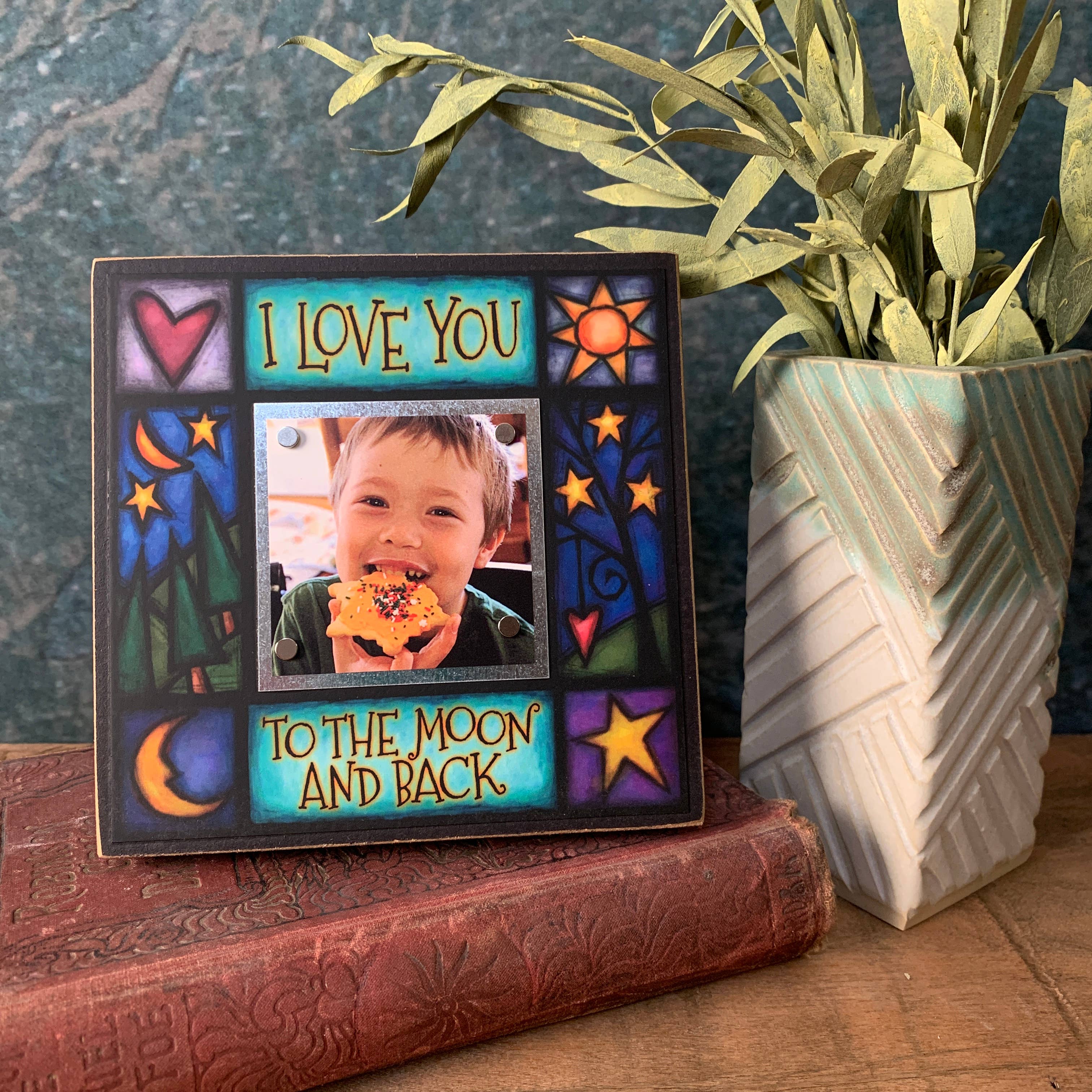 🌙✨NEW ITEM -Beautiful~Moon and Back Picture Frame – Art by Michael Macone (5.25", Holds 2x2 Photo)