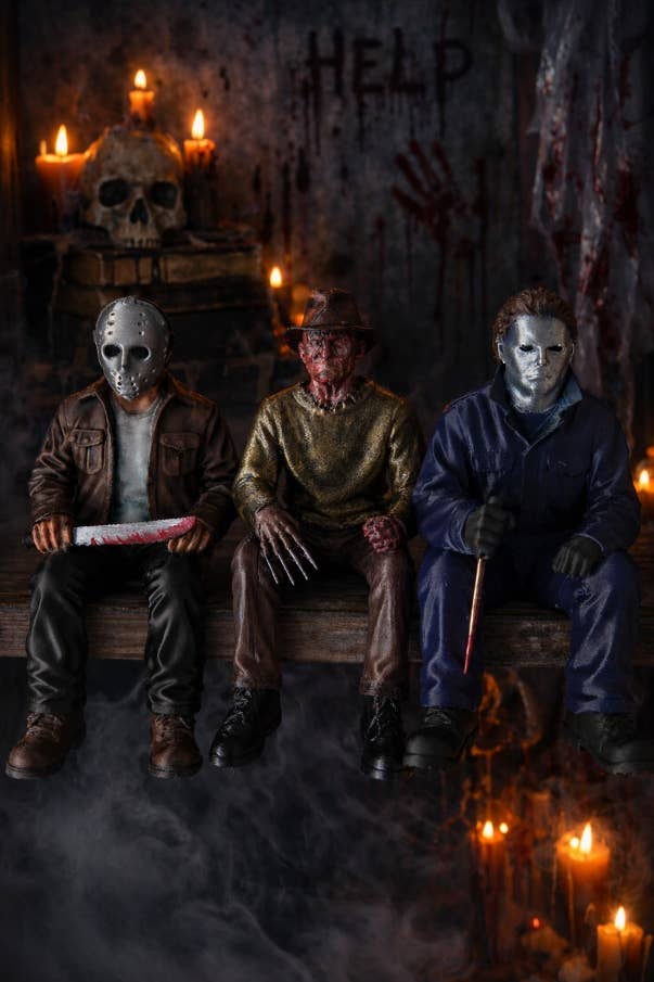 Horror Shelf Sitters – Jason, Michael & Freddy | Hand-Painted 3D Figures - SET of 3🎃🧟