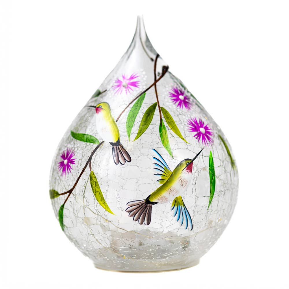 NEW ITEM  ~ Dancing Hummingbird Glass Teardrop with LED String Lights  💐🌷🪻