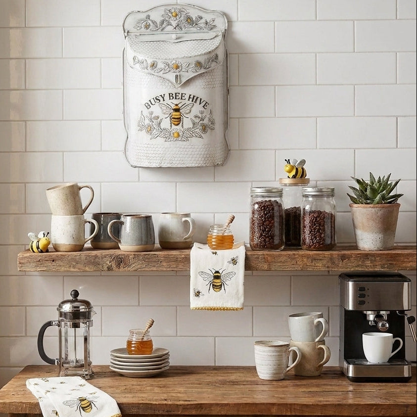 BEE LOVERS! Busy Bee Hive Vintage Metal Mailbox – Distressed Cottage Farmhouse Charm🐝