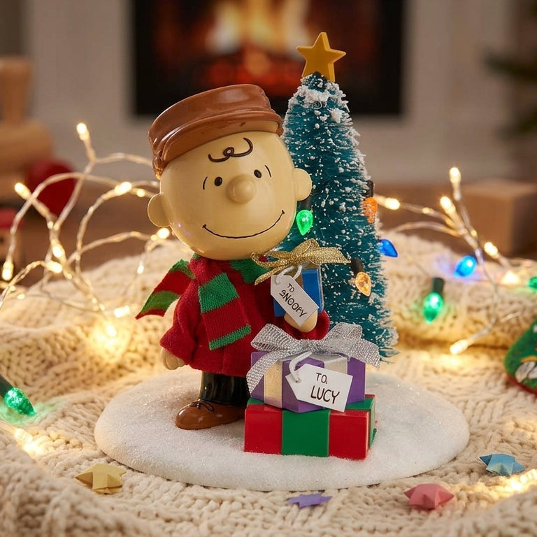 4.5" Fabric Mache Charlie Brown with Christmas Tree – Peanuts®🎄🎄🎄