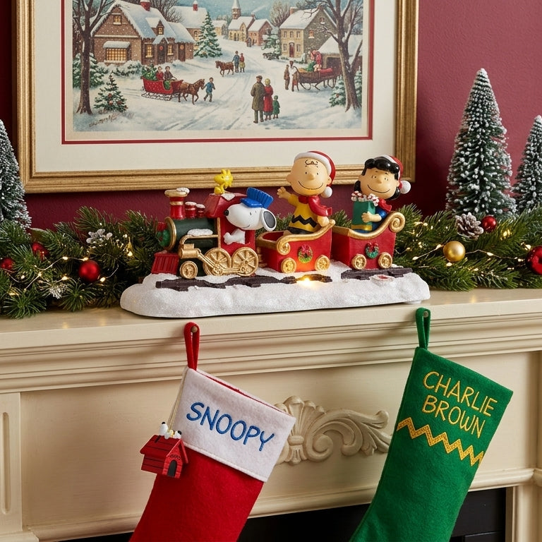🎄🎅🎄🎅 Battery‑Operated Peanuts® Musical Train Table Piece – Lighted & Musical
