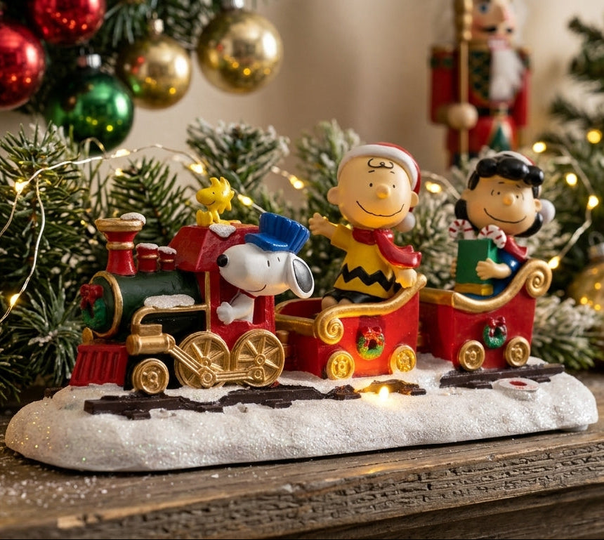 🎄🎅🎄🎅 Battery‑Operated Peanuts® Musical Train Table Piece – Lighted & Musical