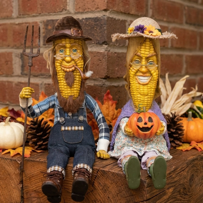 ONE LEFT!  Katherine's Collection Collectible - Whimsical Mrs & Mr COBB🌽🎃 FALL FAVORITE – Comes as a Pair (Set of 2)-