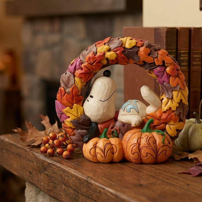 NEW ITEM - 🍂🍂🍂Snoopy on Fall Wreath Figurine – Jim Shore Peanuts “Layers of Autumn” (6”H)