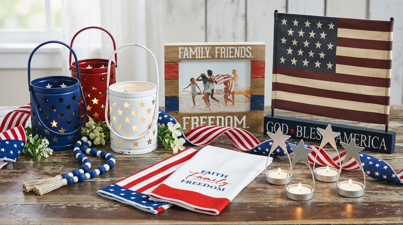 ❤️ 🤍 💙Stars & Stripes Patriotic Bundle – Porch, Kitchen & Table Décor& Stripes Bundle – Patriotic Summer Gift Set