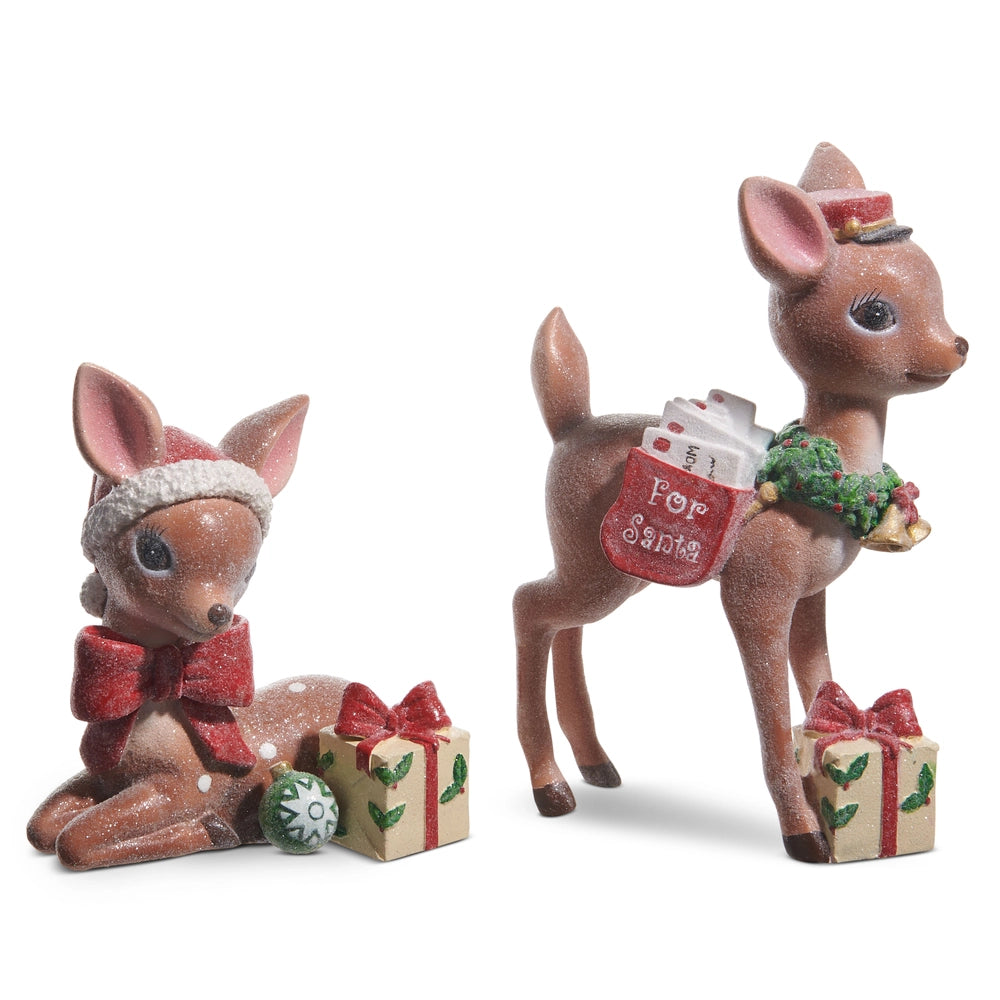 SOLD OUT - Vintage Christmas Reindeer Duo – Sparkly Nostalgic Holiday Set of 2