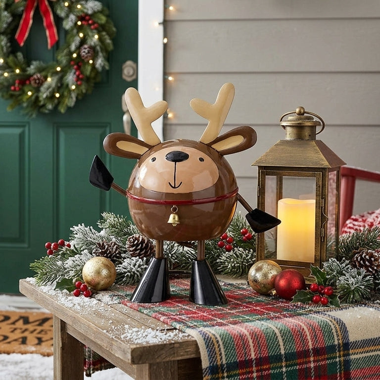 Whimsical Christmas Reindeer Décor – Holiday Accent Figurine (11") 🎄