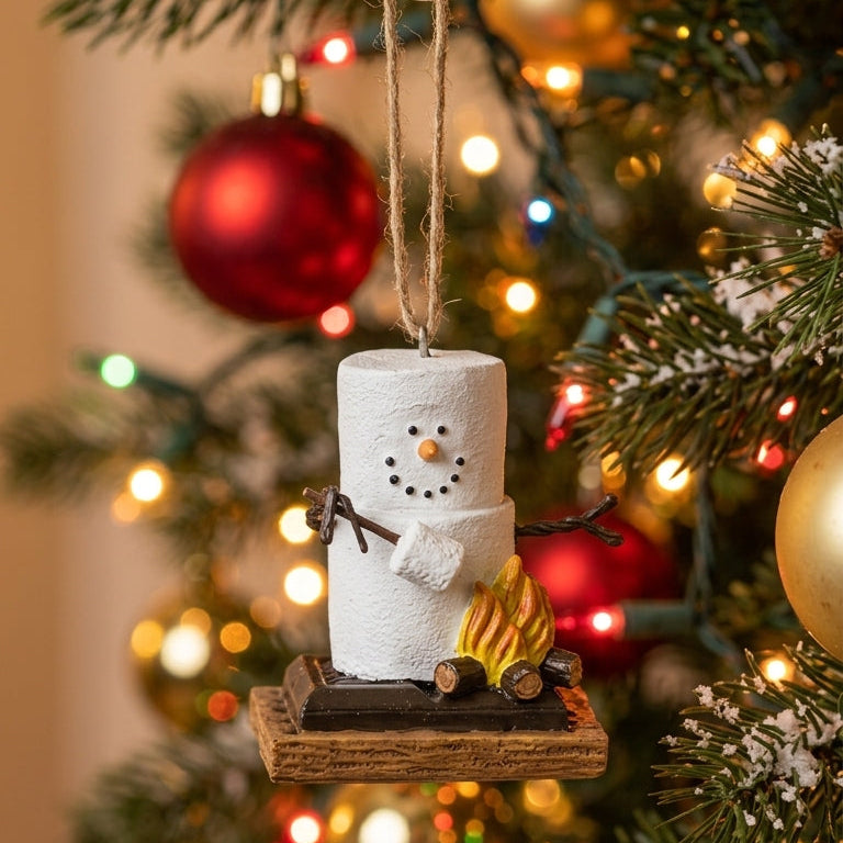 NEW - S’Mores Snowman Campfire Ornament Cutie– Holiday Marshmallow Fun🔥🌲🎅